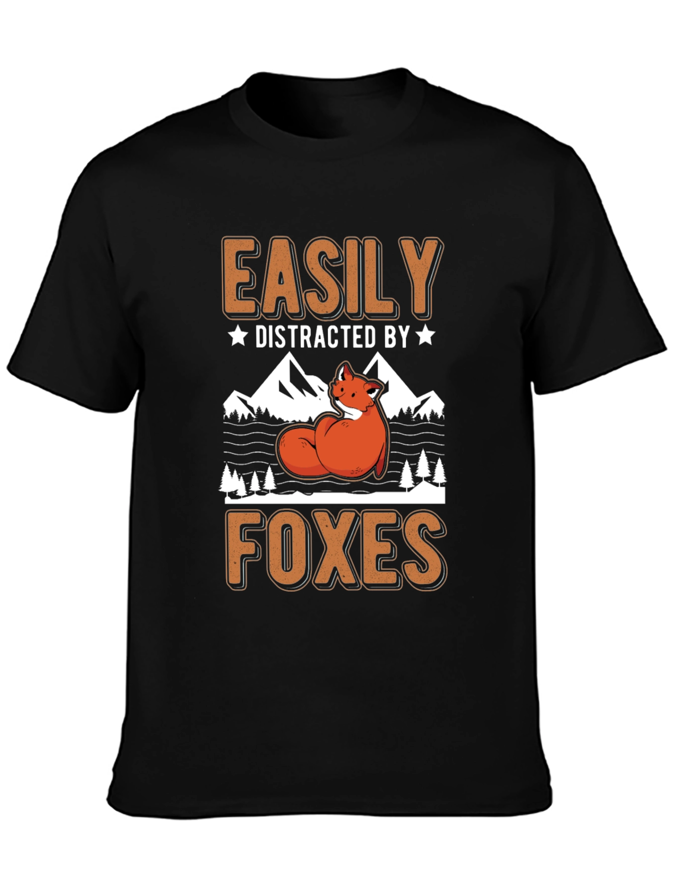 Black Easily Distracted By Foxes Graphic Tee view 3