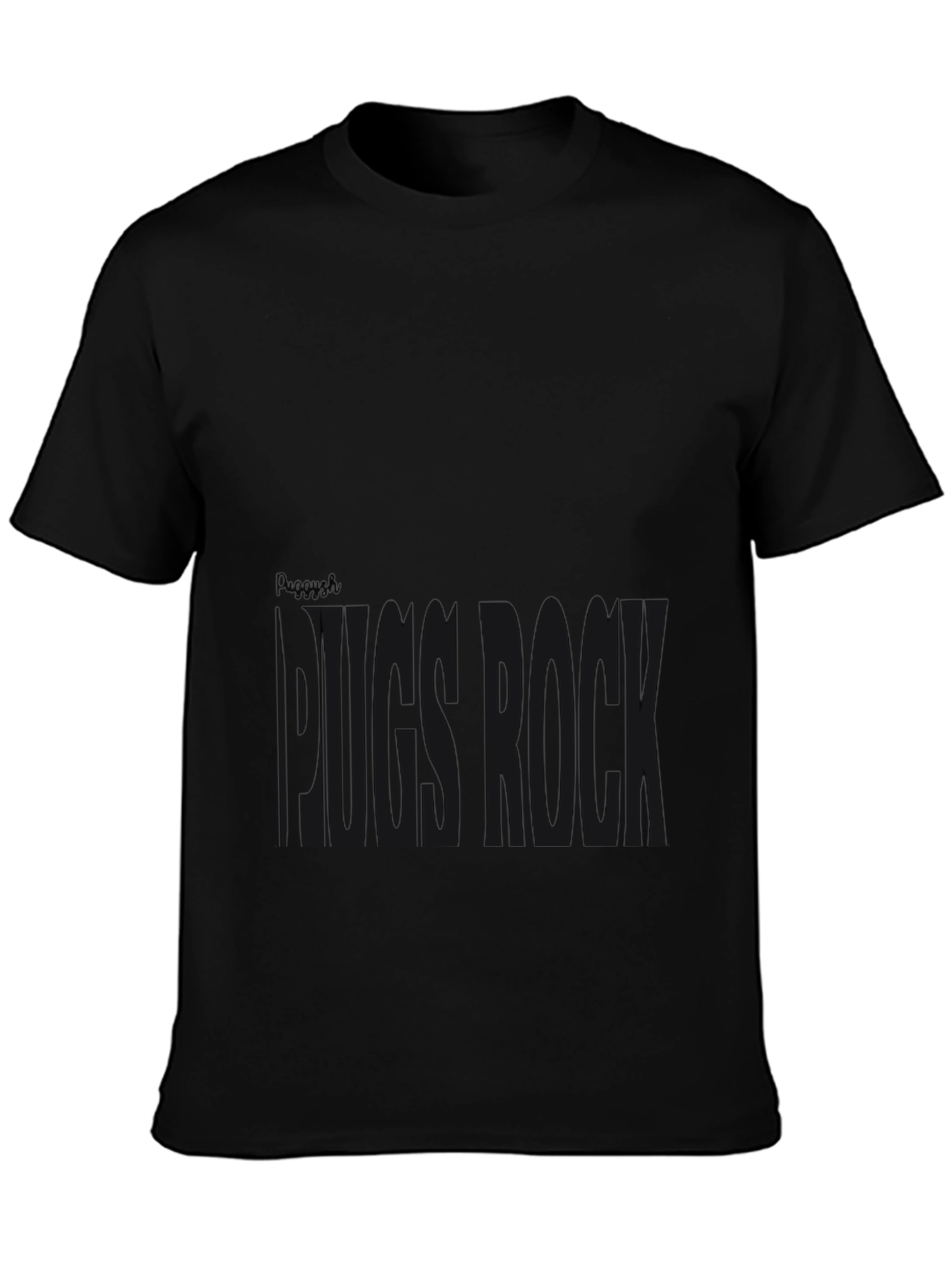 Black Pug Rock Graphic Tee - Black Cotton T-Shirt view 3