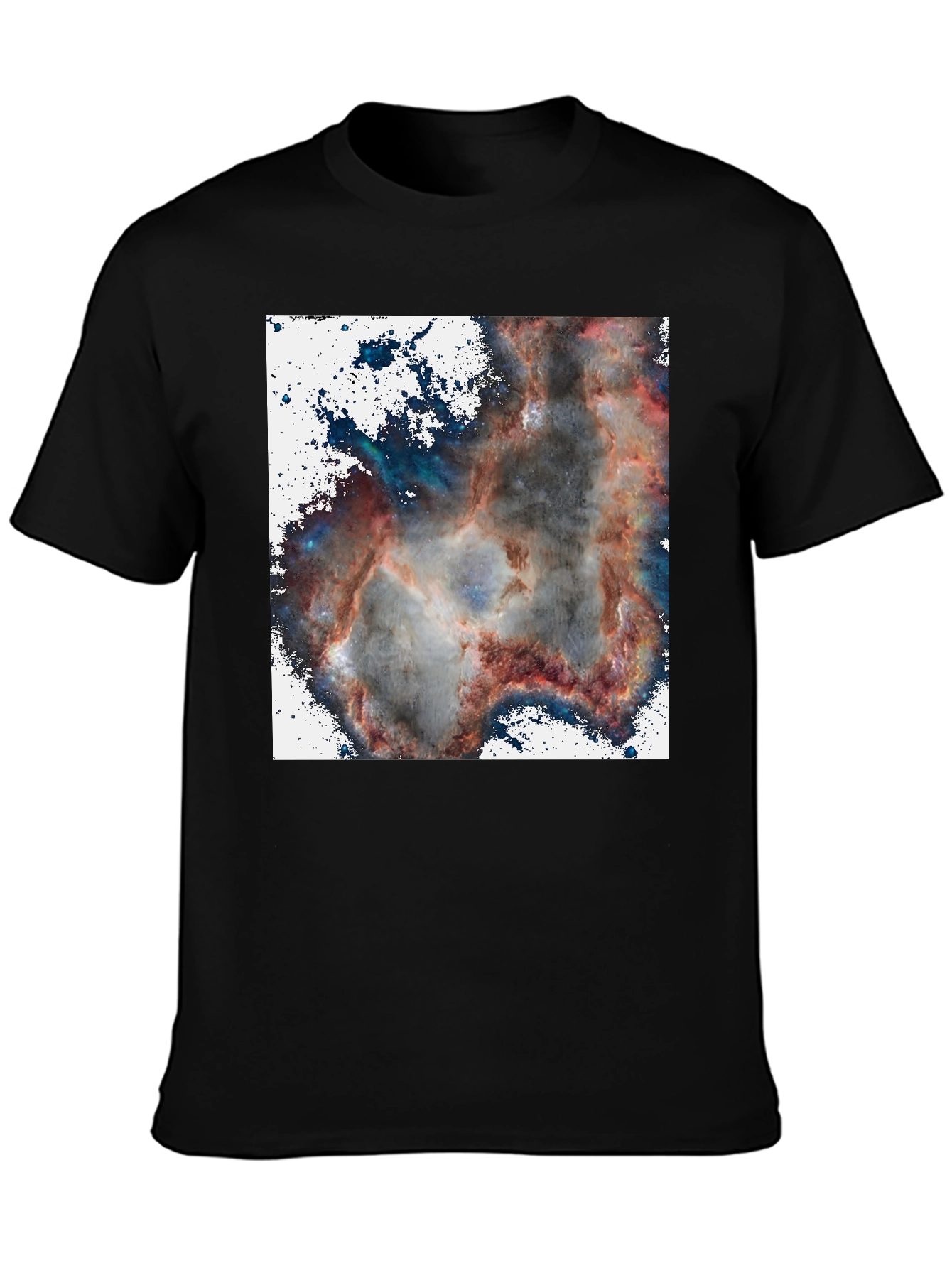 Black Nebula Print T-Shirt - Cosmic Black Tee view 3