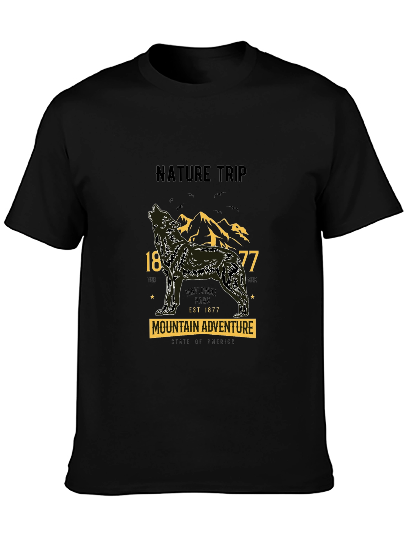Black Nature Trip Mountain Adventure T-Shirt view 3