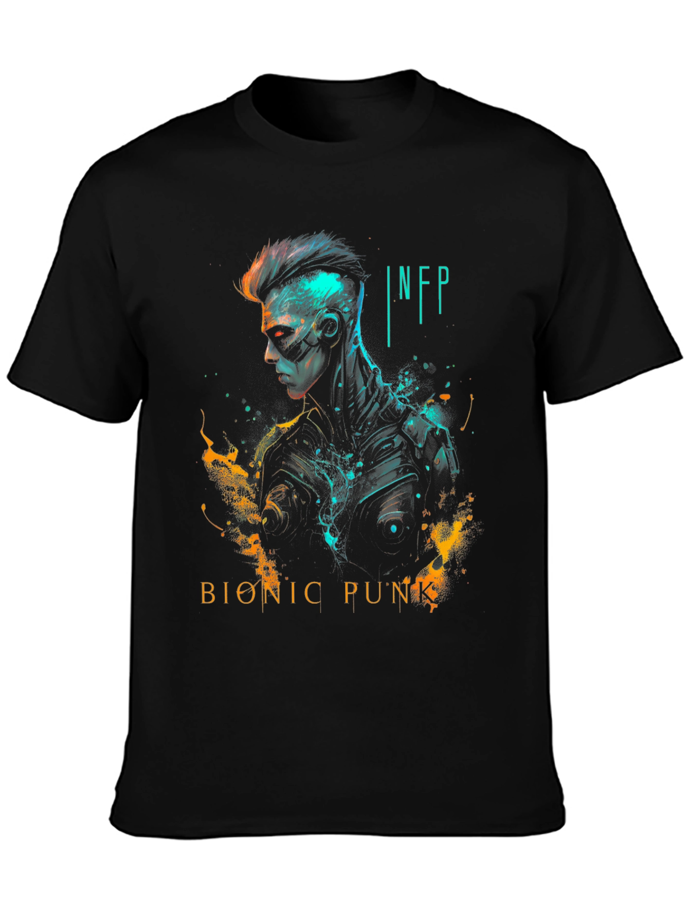 Black Bionic Punk INFP Graphic Tee - Cyberpunk Fashion view 3