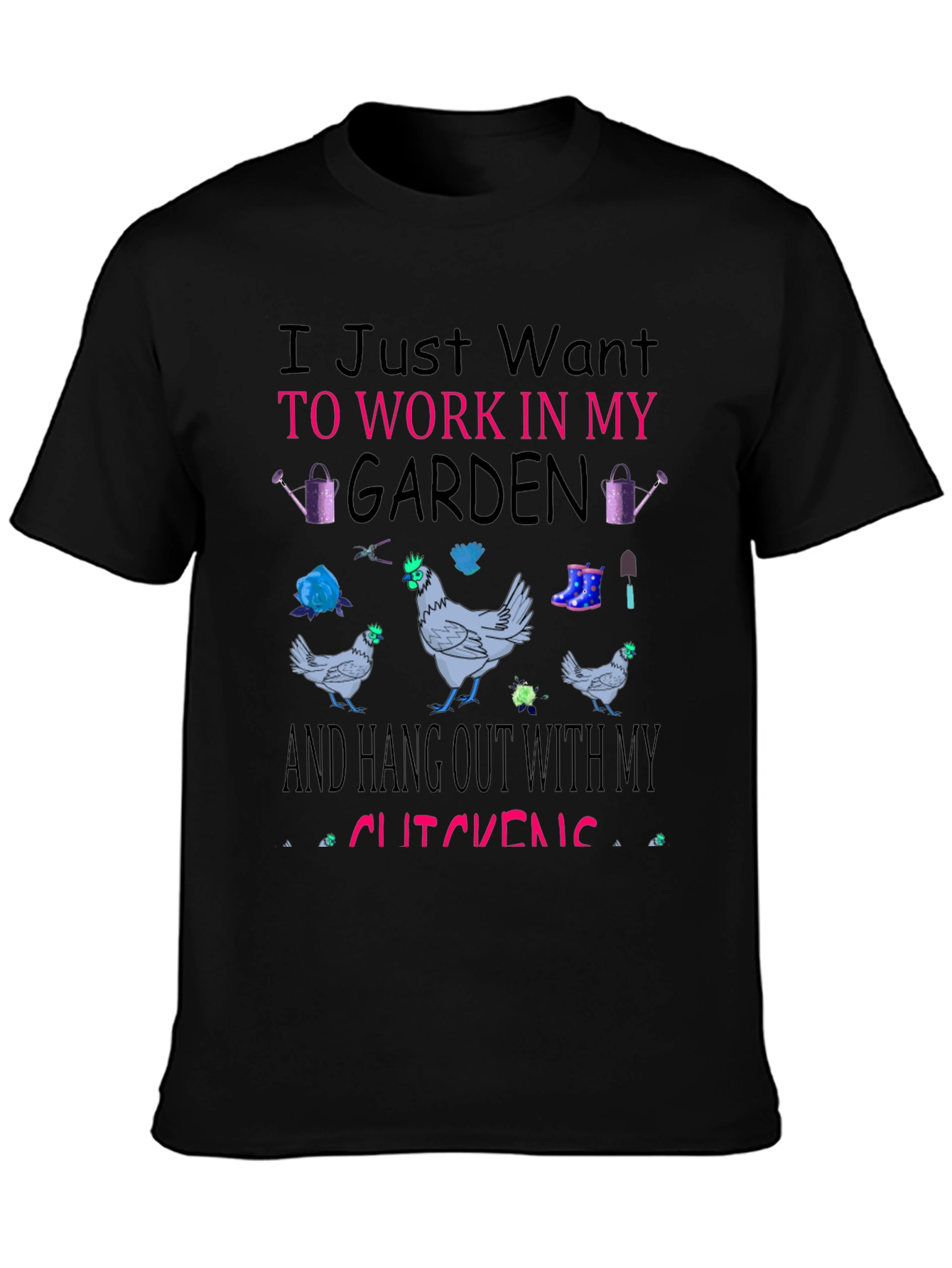 Black Garden Chickens Graphic Tee view 3