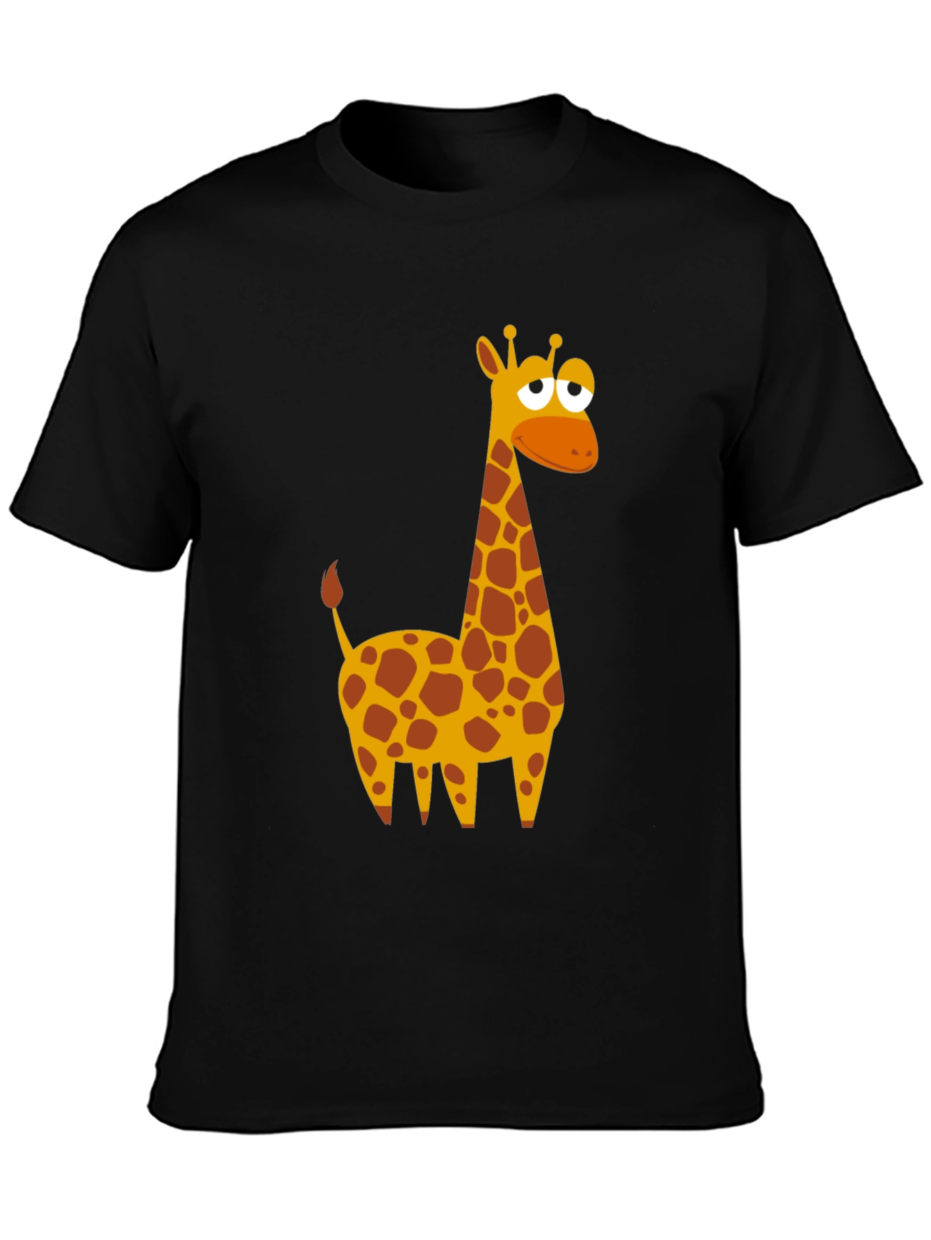 Black Cartoon Giraffe Graphic T-Shirt - Black view 3