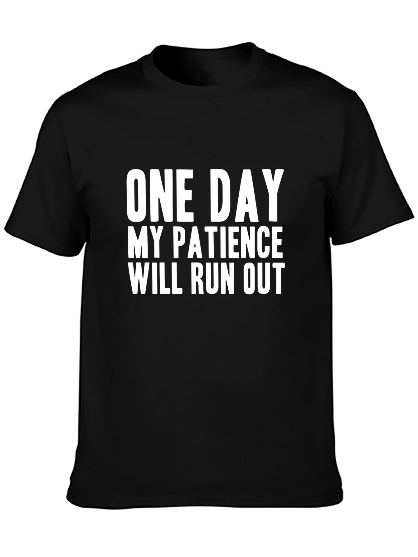 Black Funny Patience T-Shirt for Men - "One Day My Patience Will Run Out" view 3