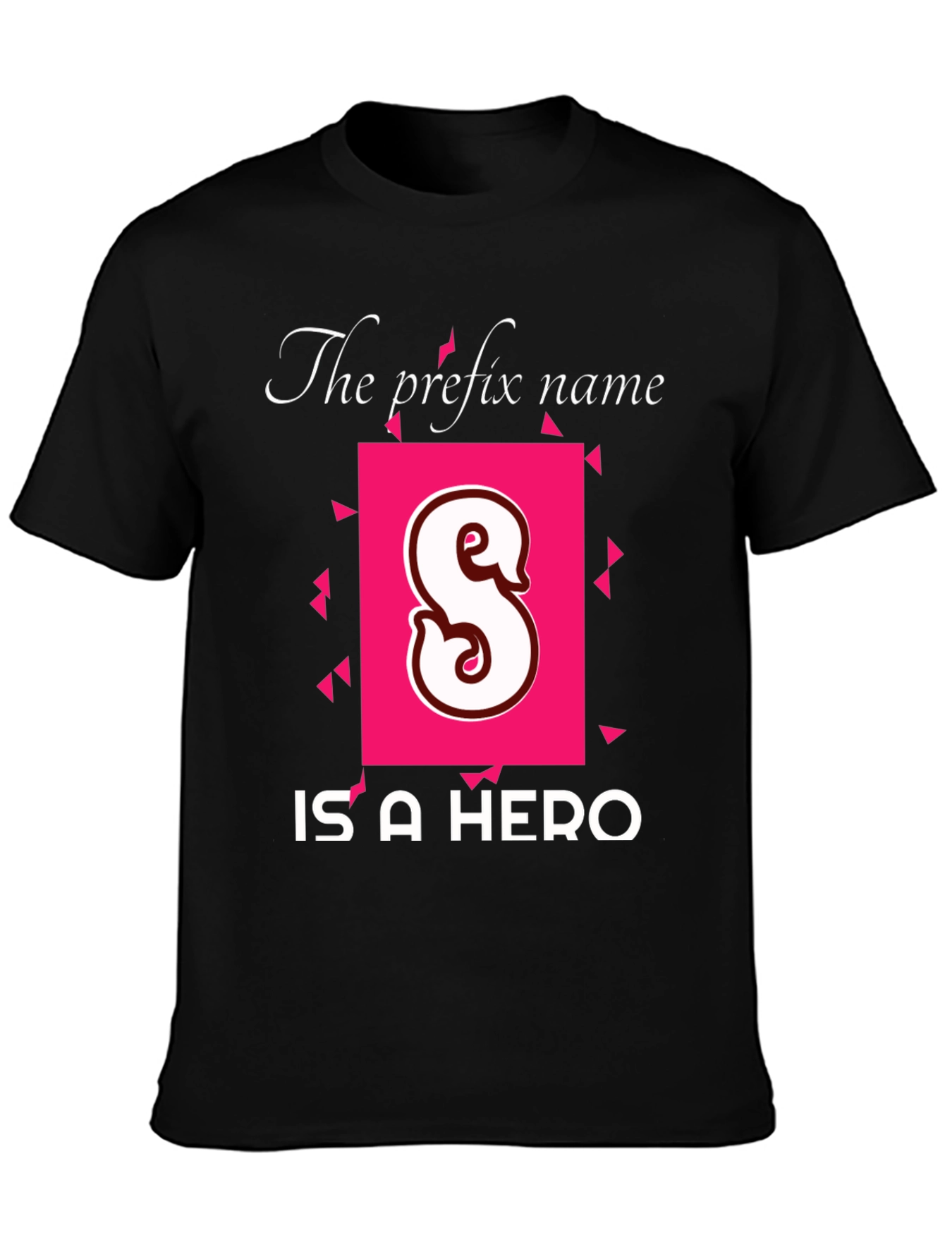Black Personalized "S" Hero T-Shirt - Custom Initial Tee view 3