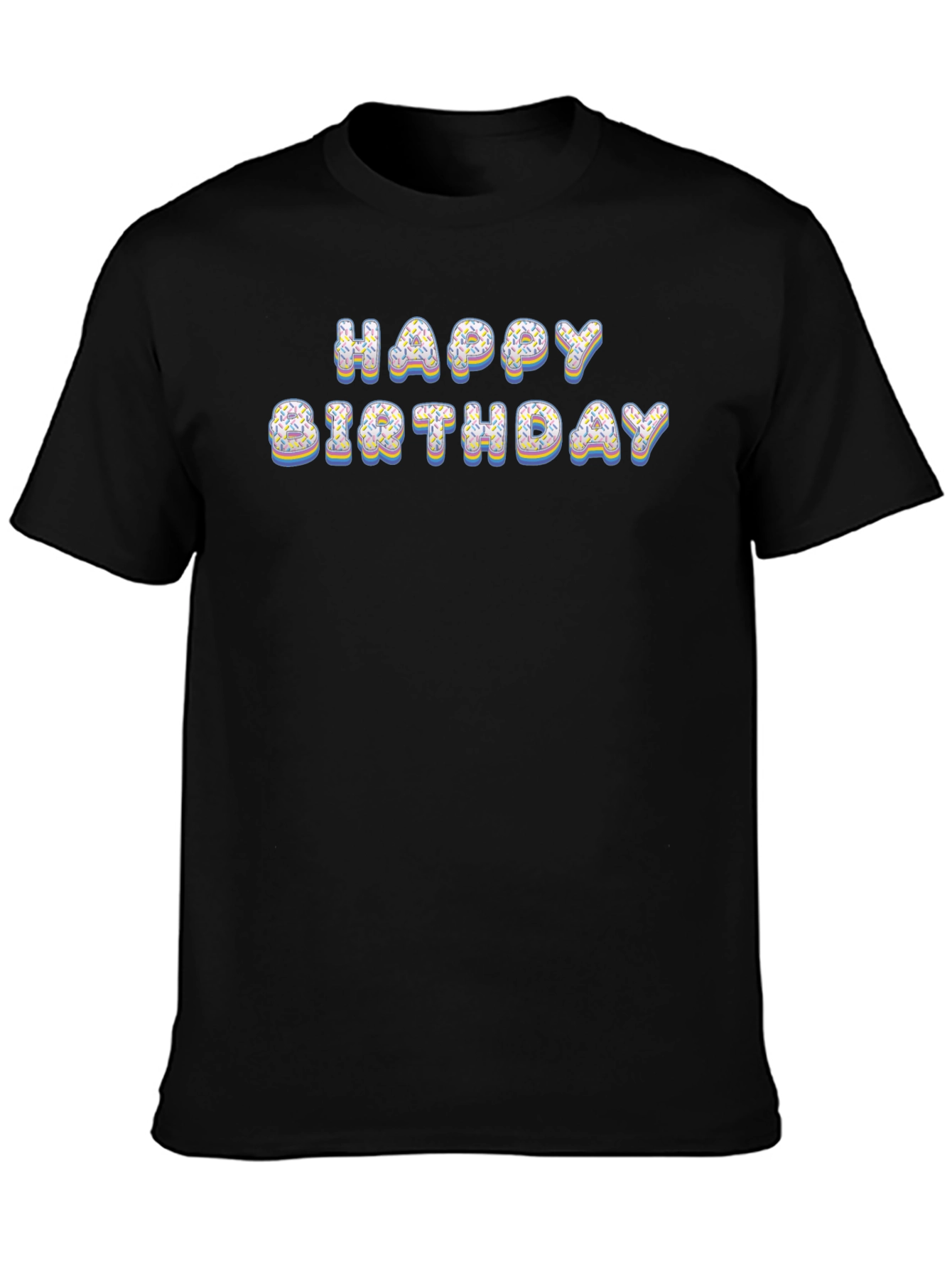 Black Happy Birthday Donut Letter T-Shirt view 3