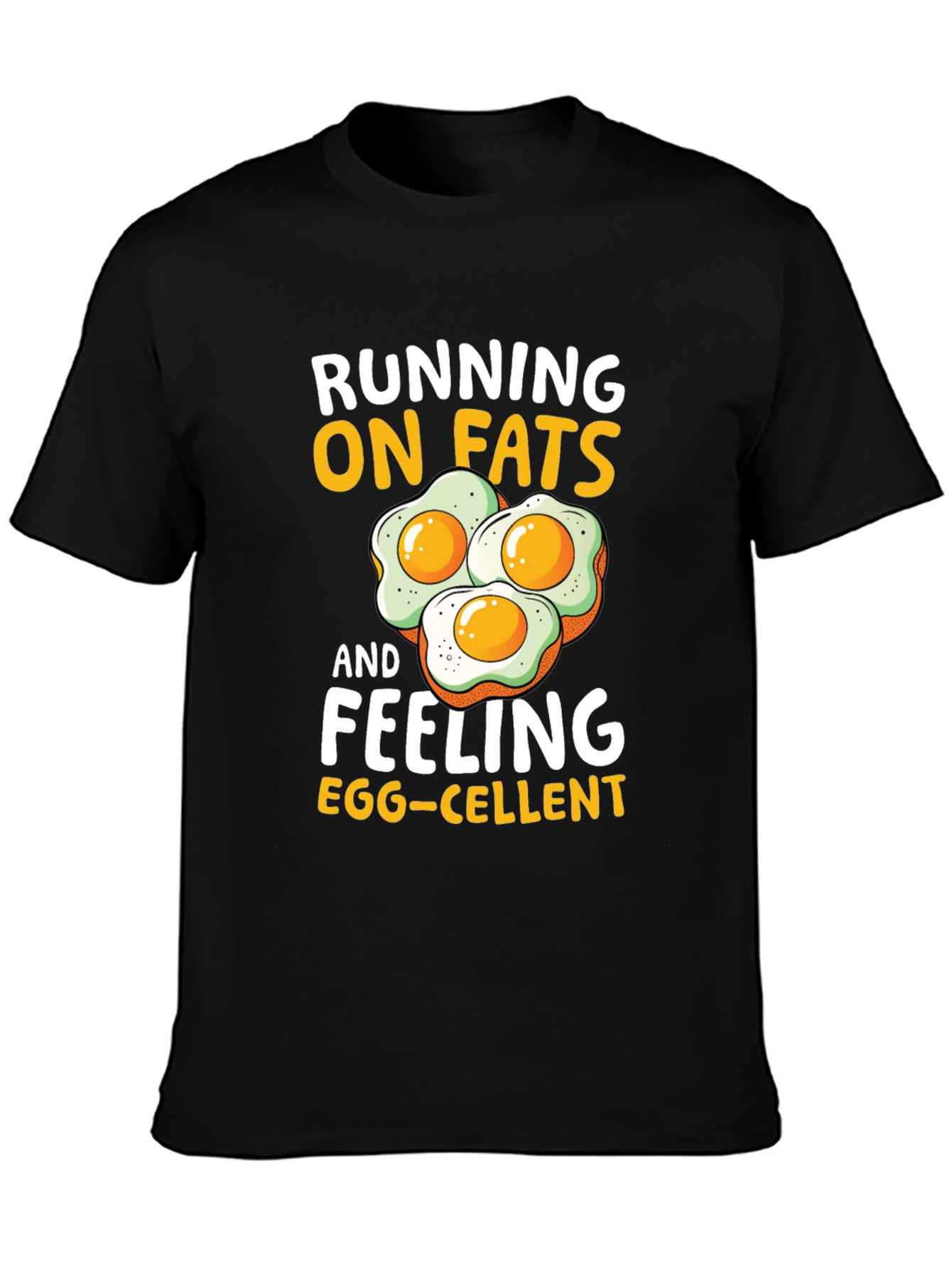 Black Running on Fats Funny Egg T-Shirt view 3