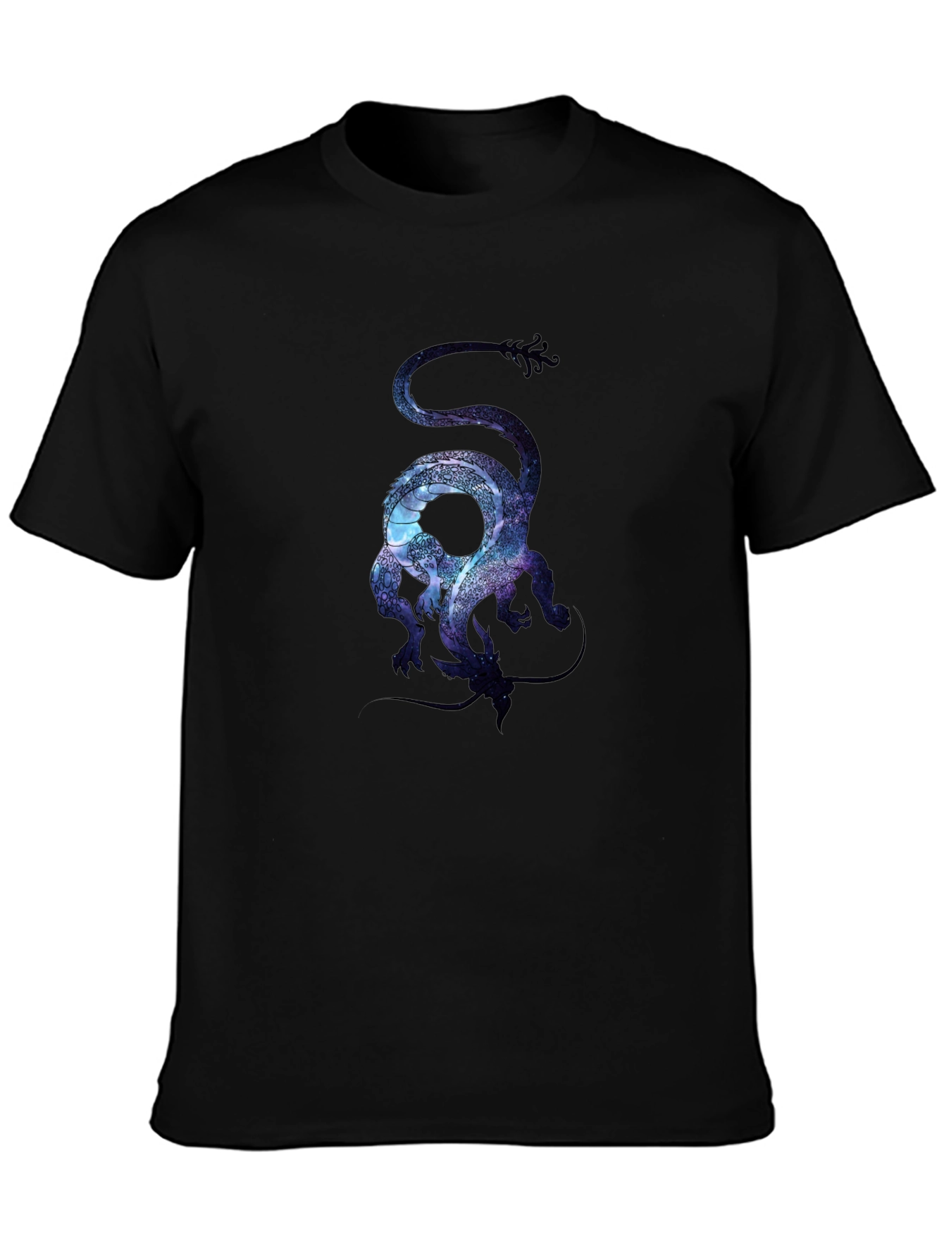 Black Galaxy Dragon Graphic Tee - Stylish Men's Black T-Shirt view 3