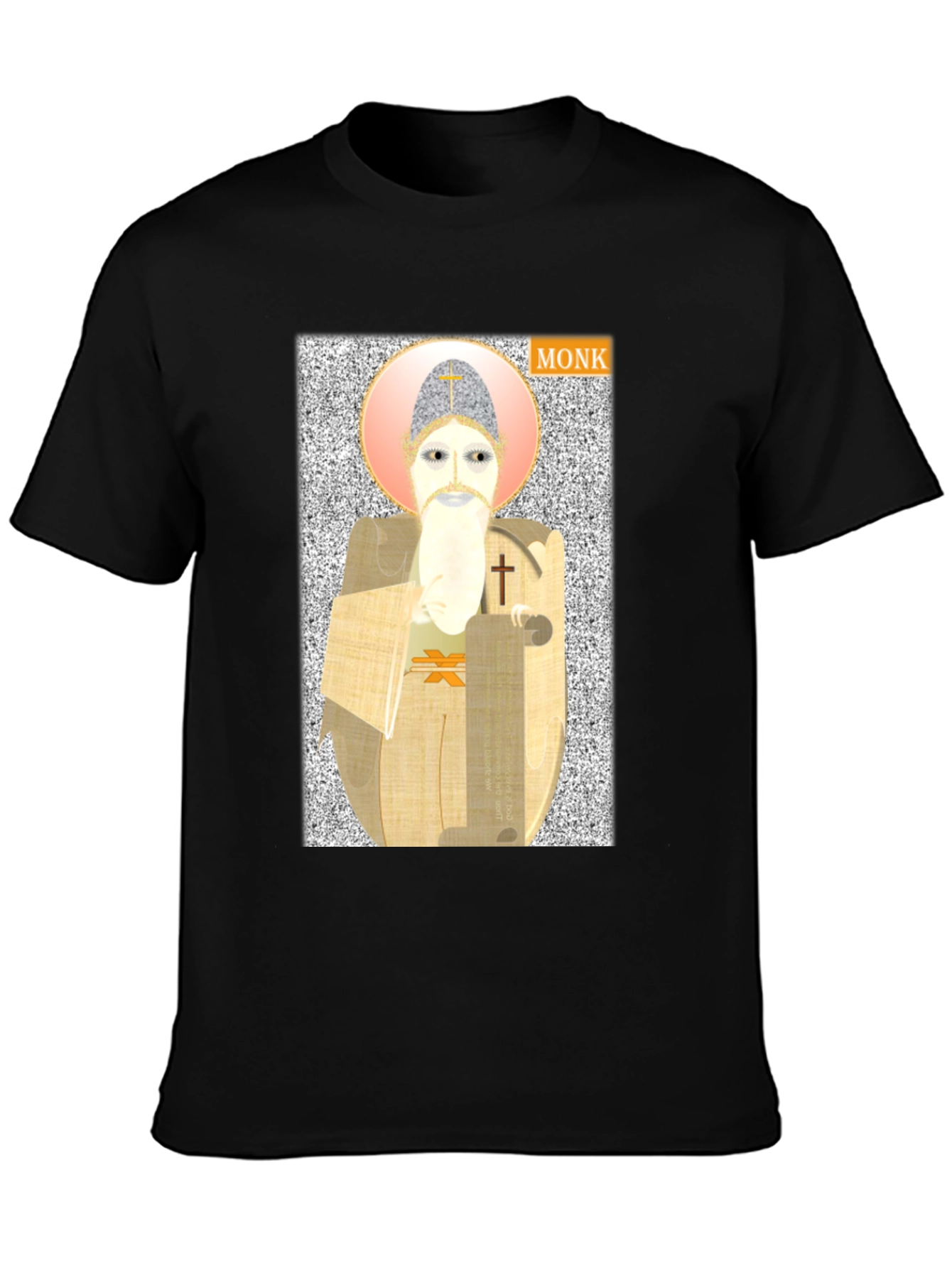 Black Monk Graphic Print T-Shirt - Unique Design view 3