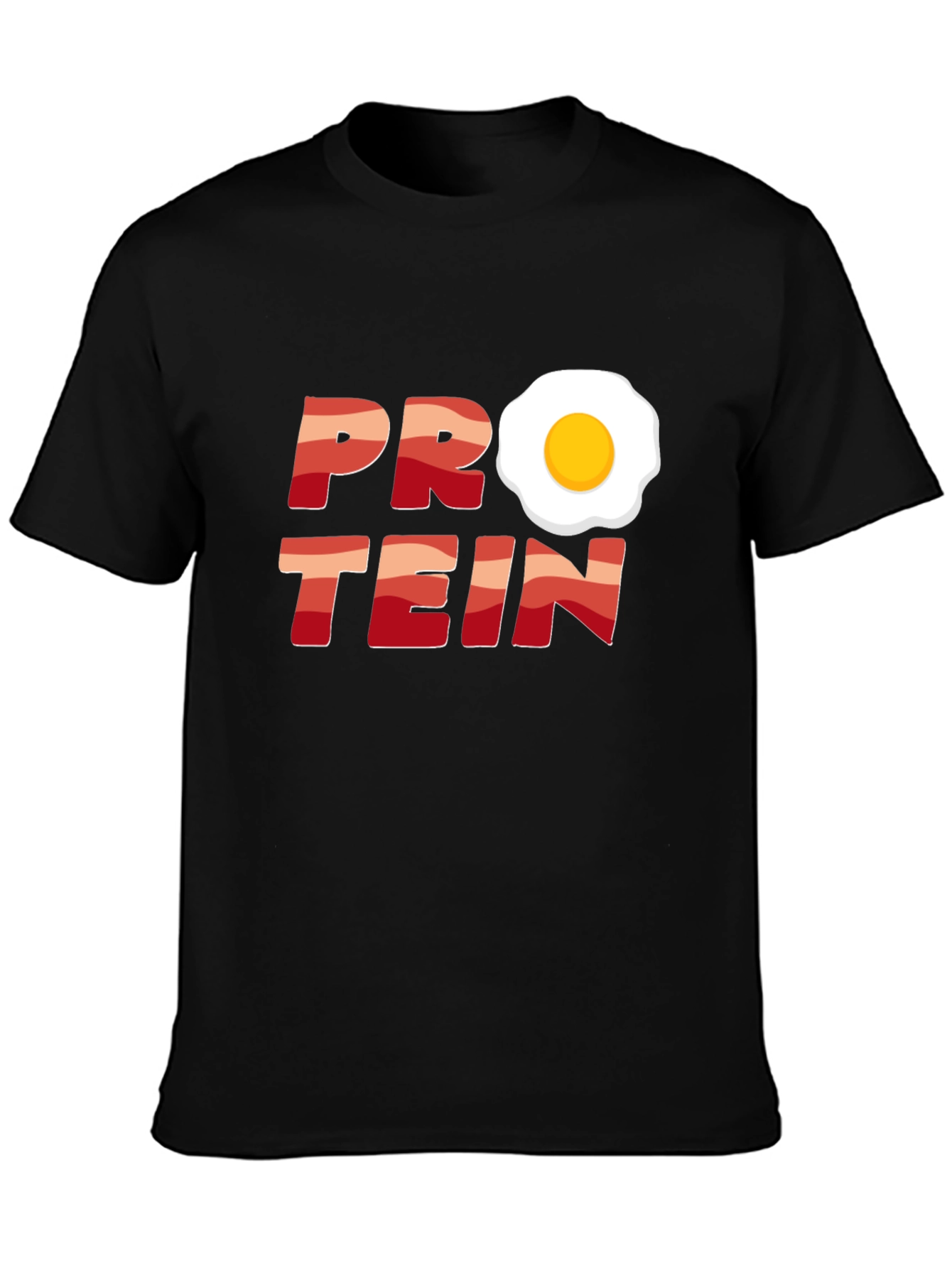 Black Protein Bacon & Egg T-Shirt - Funny Fitness Tee view 3