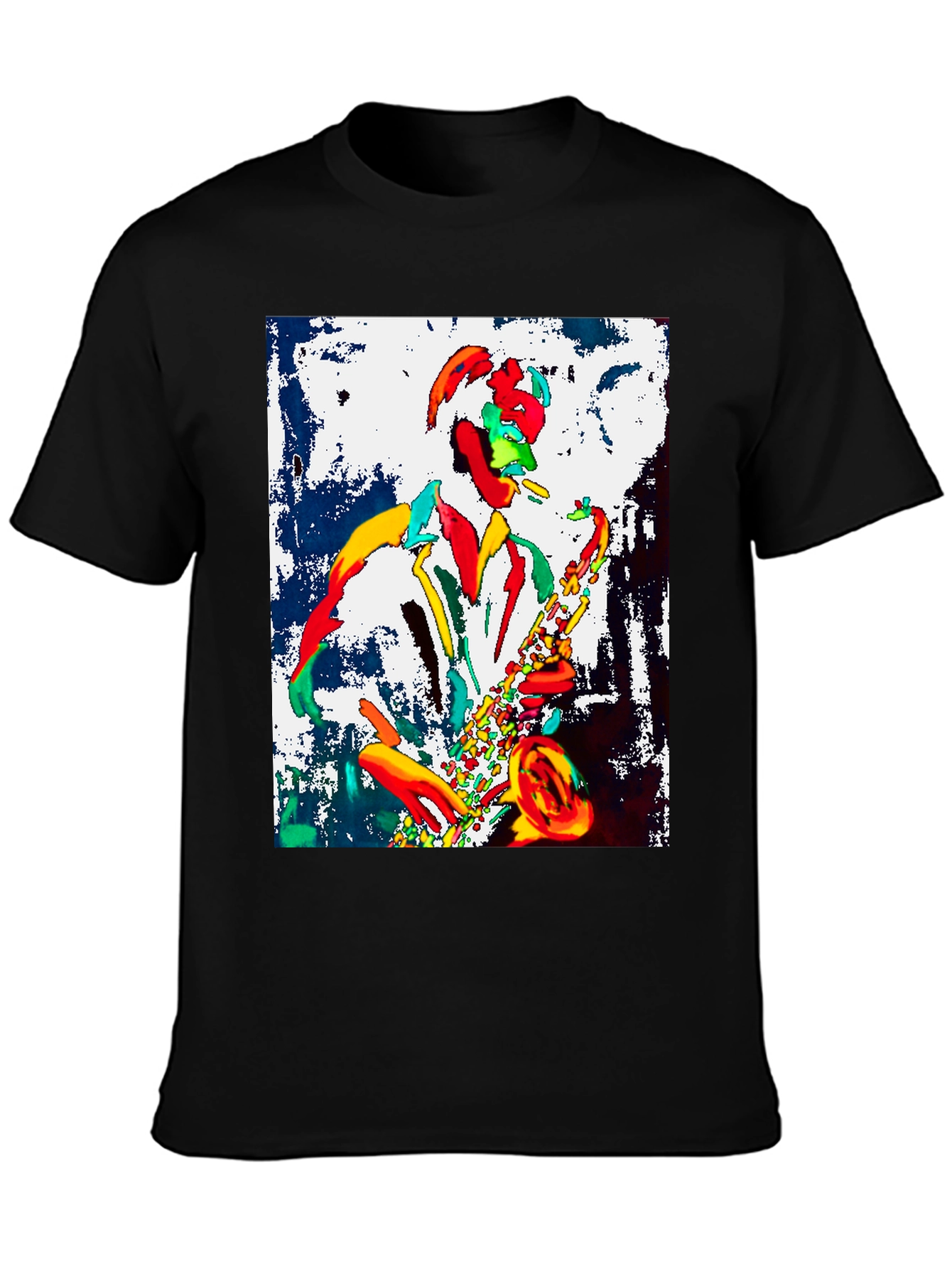 Black Jazz Musician Graphic Tee - Cool Saxophone Player Design view 3