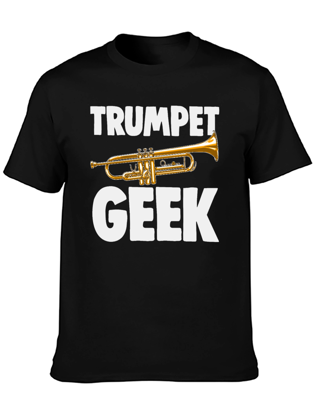 Black Trumpet Geek T-Shirt - Band Instrument Tee view 3