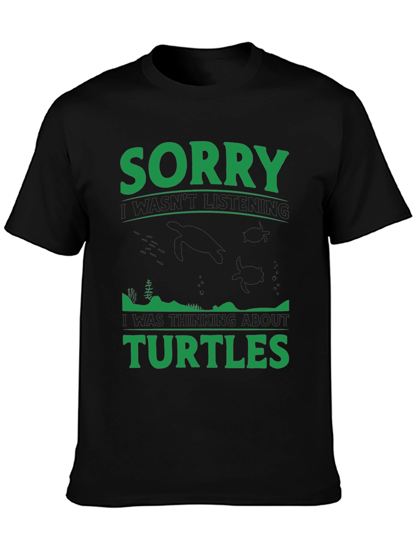 Black Sorry Turtles Black T-Shirt view 3