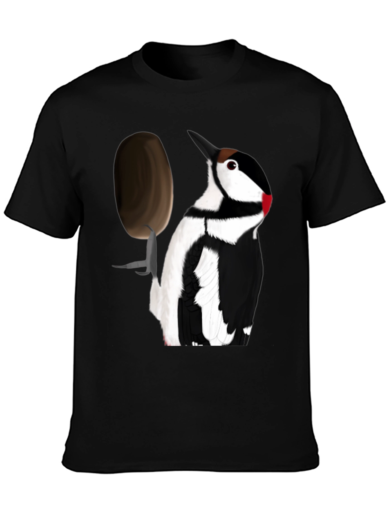 Black Woodpecker T-Shirt - Black Crew Neck Tee view 3