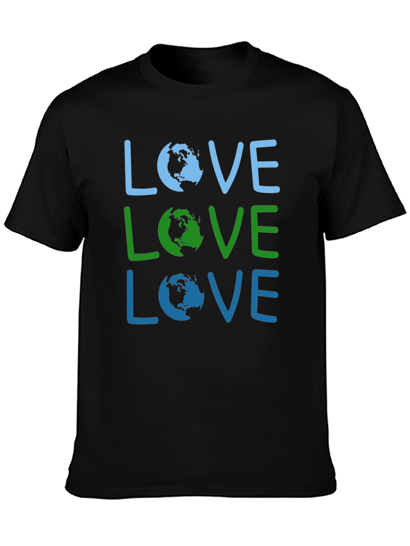 Black Love Earth Graphic Tee - Environmental Awareness Shirt view 3