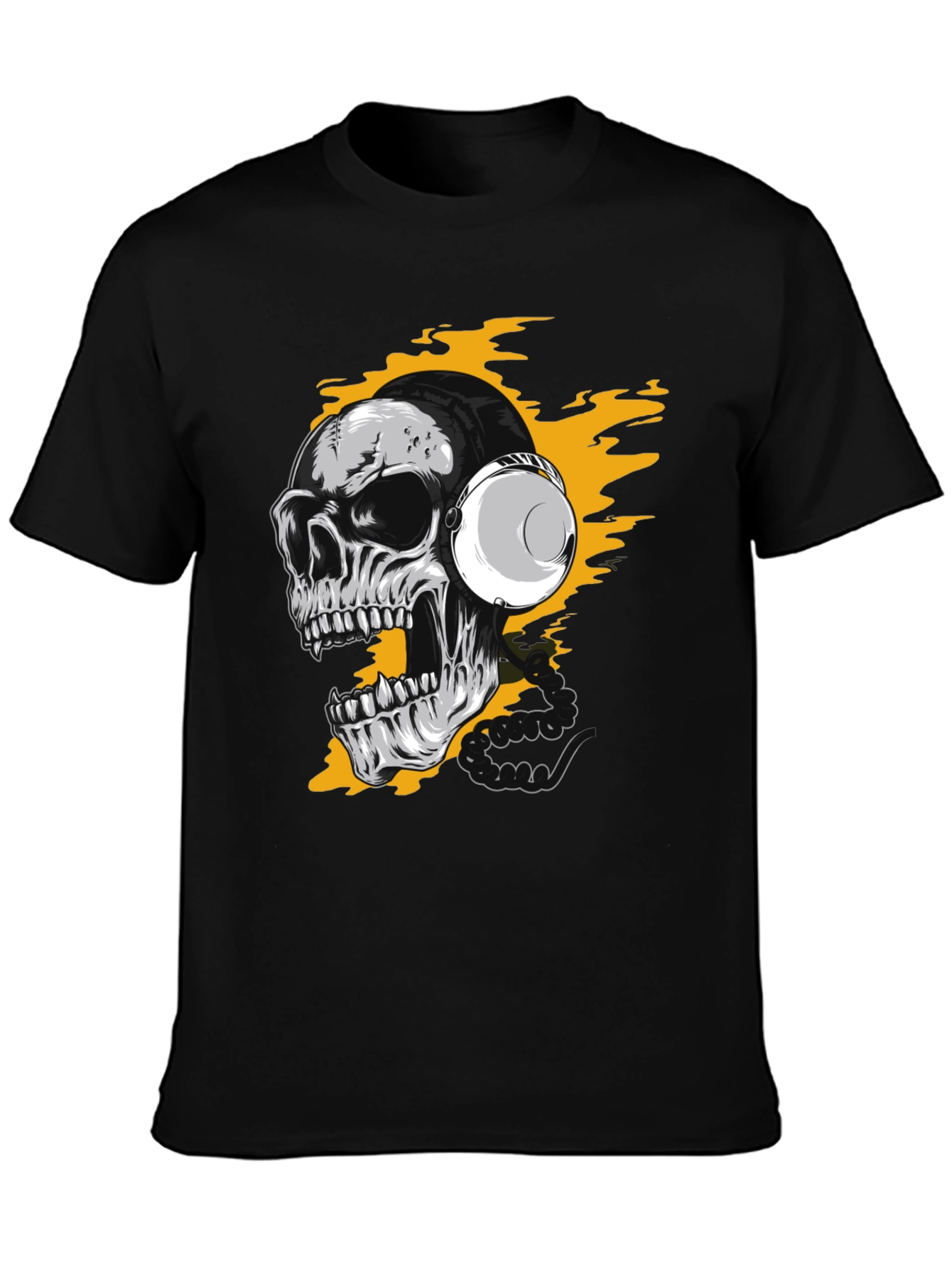 Black Skull Headphones Graphic Tee - Rocker Style view 3