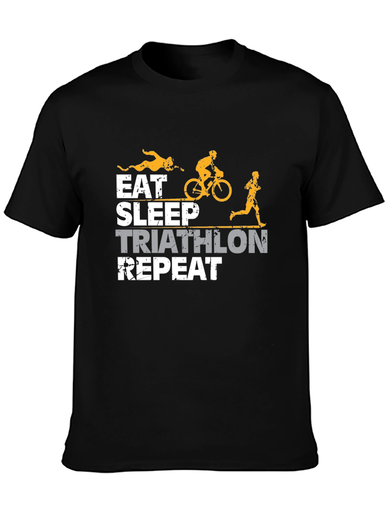Black Eat Sleep Triathlon Repeat T-Shirt view 3