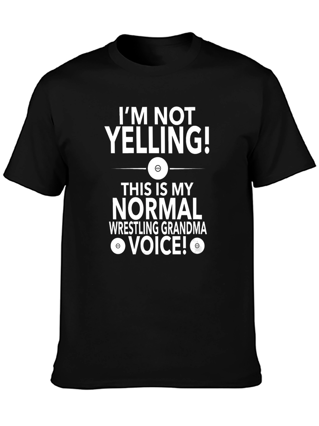 Black Funny Wrestling Grandma Voice T-Shirt view 3