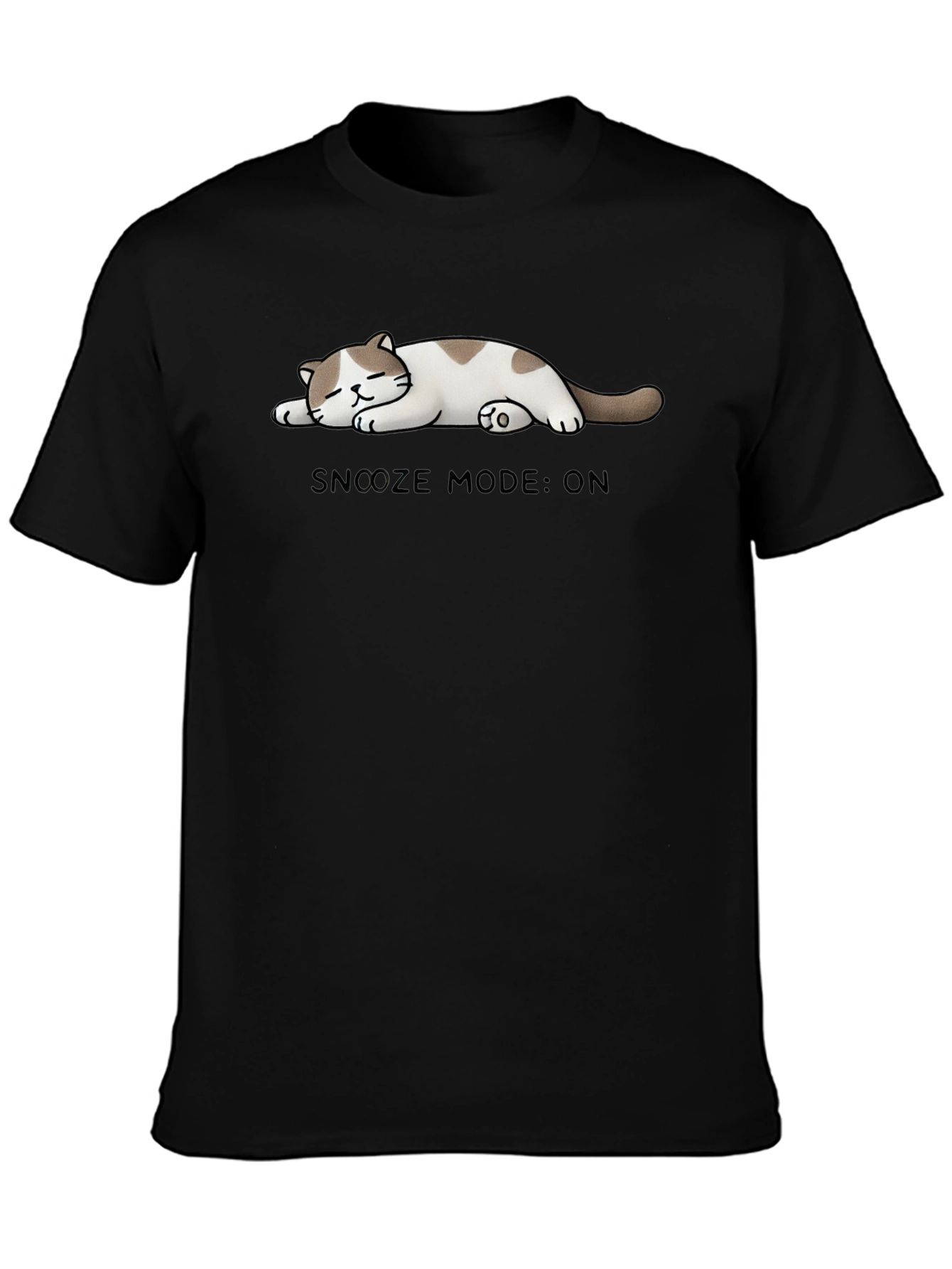 Black Snooze Mode: ON Cat T-Shirt view 3