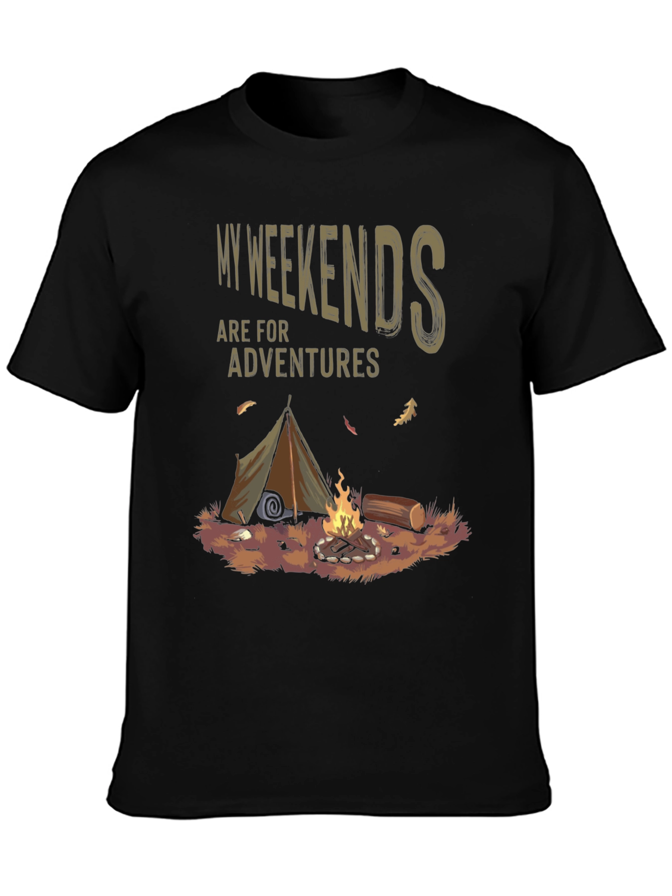 Black Weekend Adventure Camping Graphic Tee view 3
