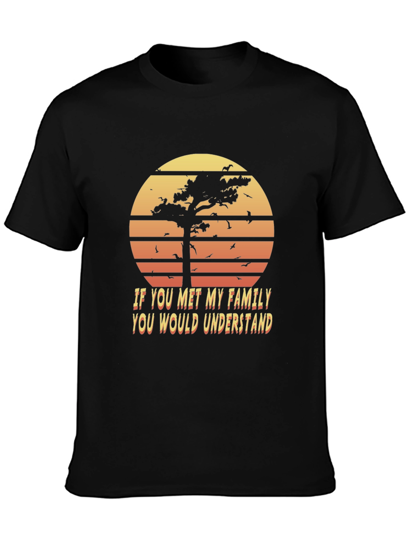 Black Retro Family Humor T-Shirt - Sunset Graphic Tee view 3