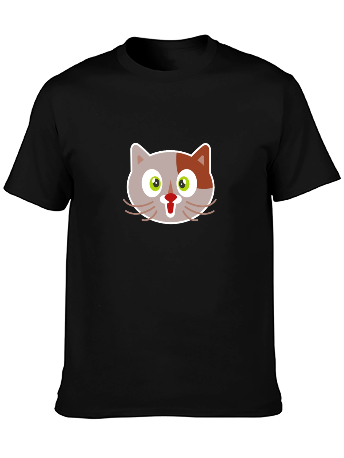 Black Cartoon Cat Graphic Tee - Black view 3