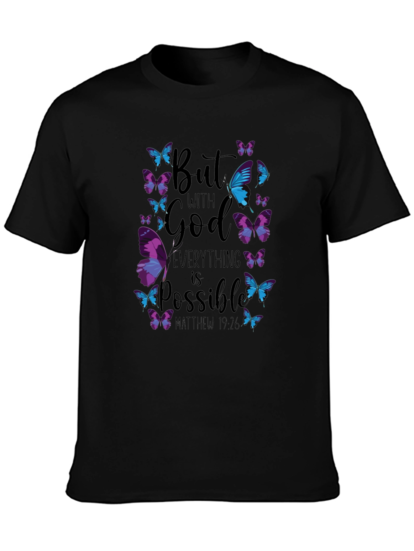 Black Faith-Inspired Butterfly Graphic T-Shirt view 3