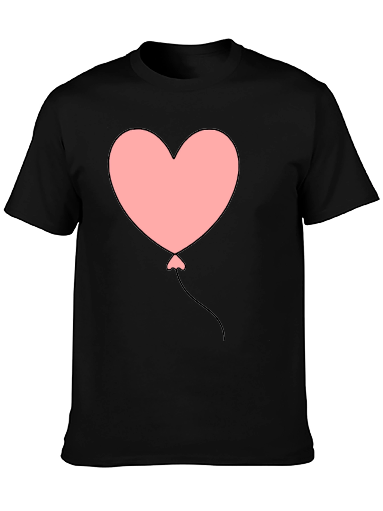 Black Heart Balloon Graphic Tee - Black Casual T-Shirt view 3