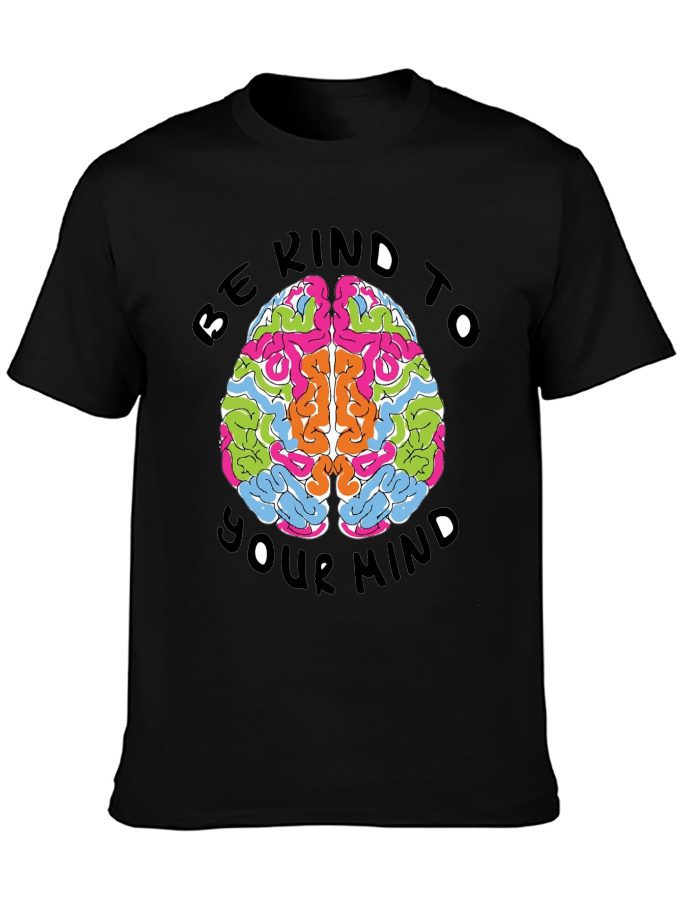 Black Be Kind To Your Mind Graphic Tee - Black Cotton T-Shirt view 3