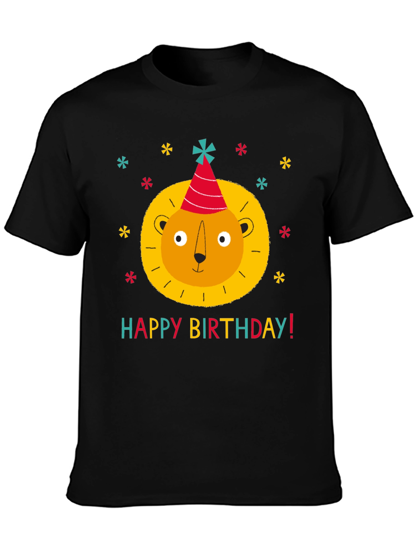 Black Birthday Lion T-Shirt - Fun Party Tee view 3