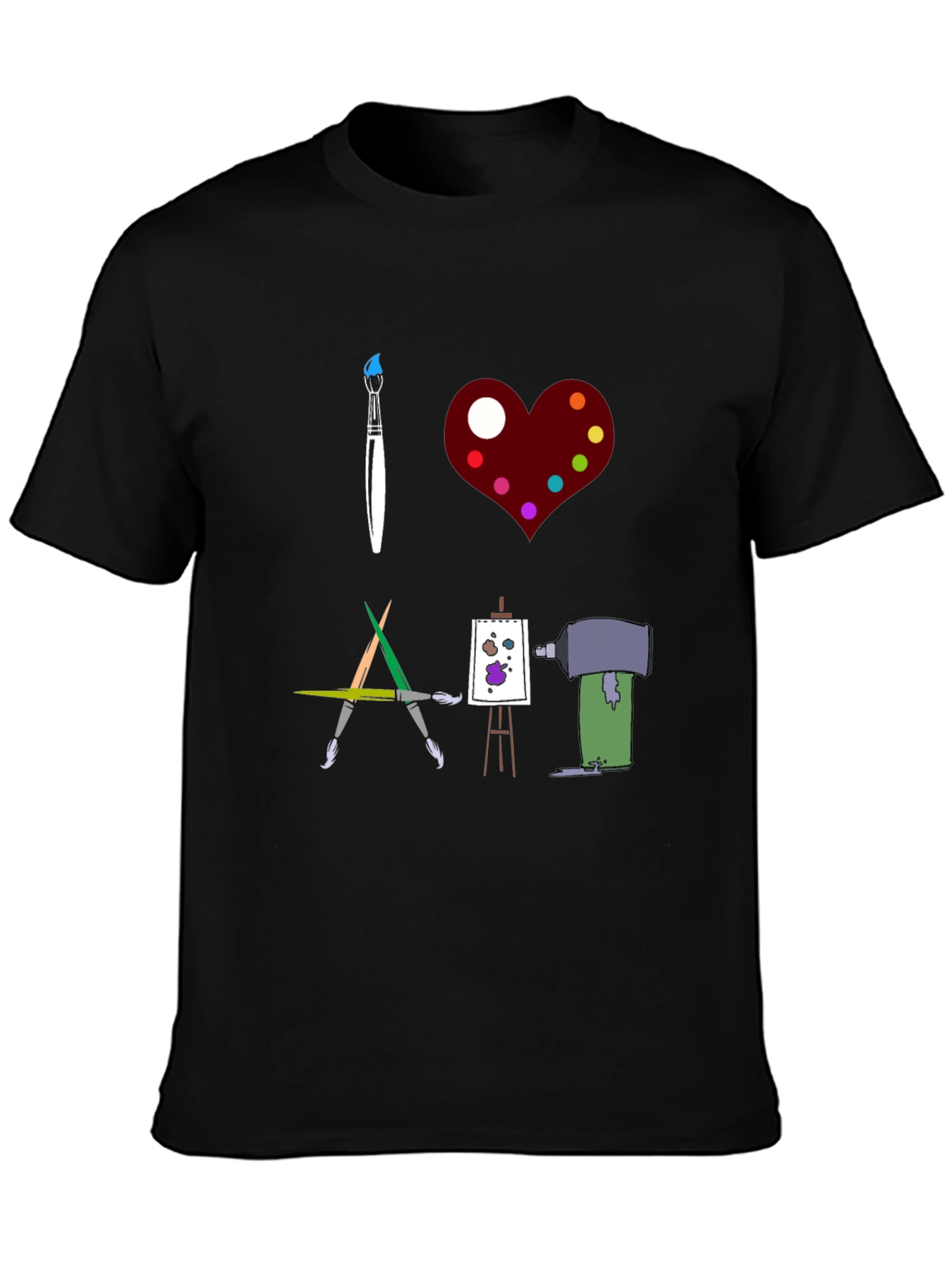 Black I Love Art Graphic T-Shirt view 3