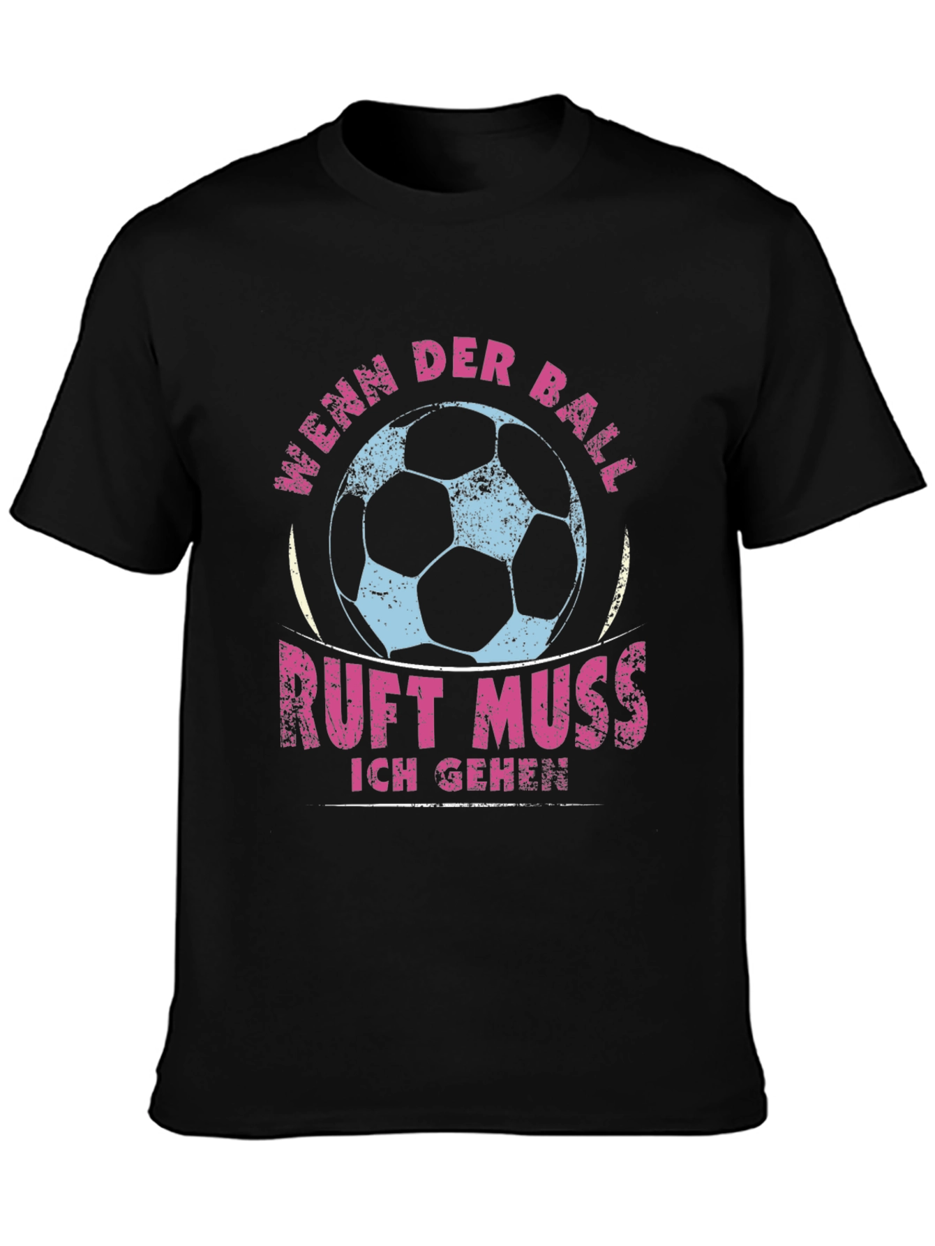Black Soccer Ball Graphic T-Shirt - "Wenn Der Ball Ruft" view 3