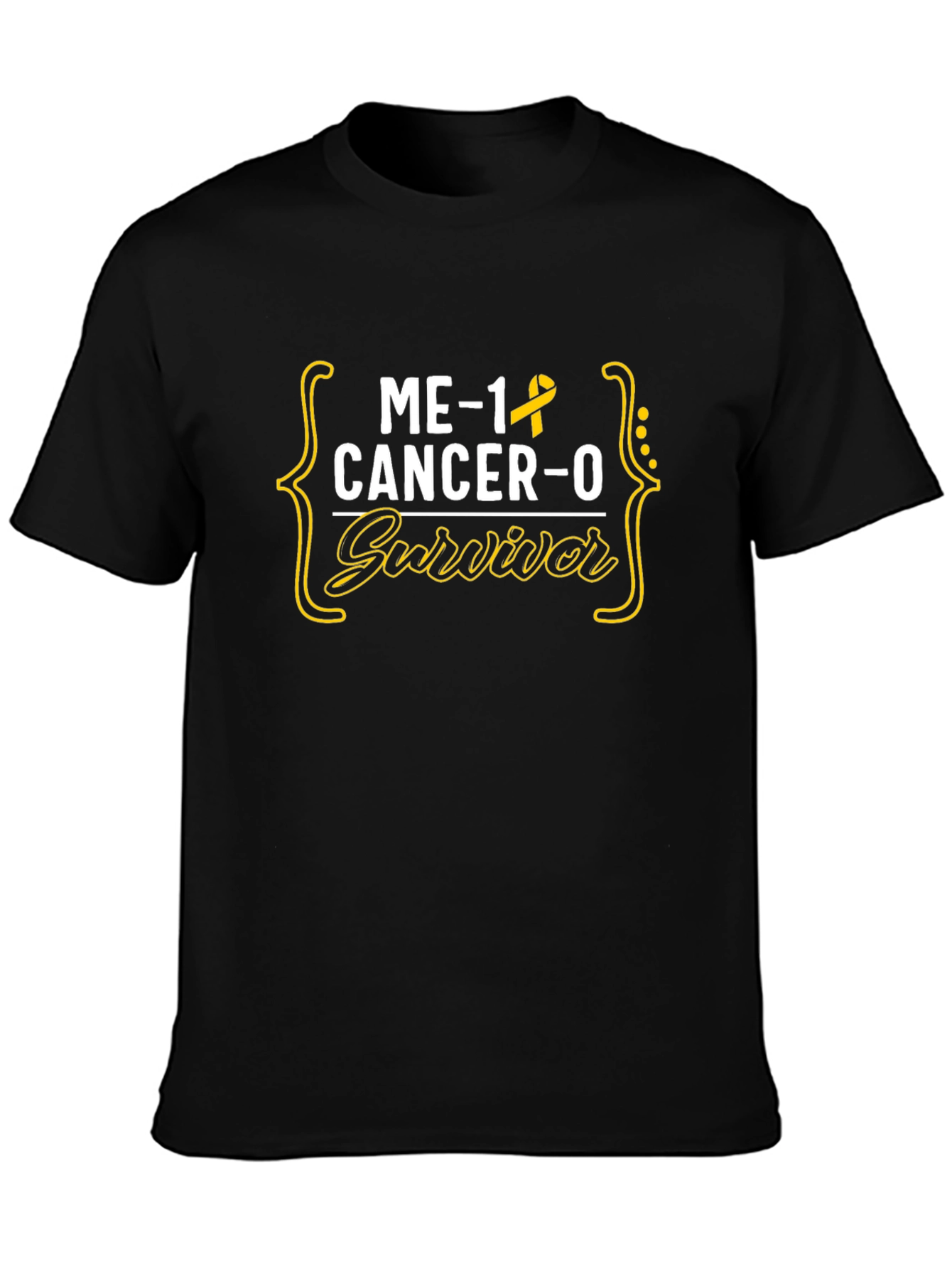 Black Cancer Survivor T-Shirt - Me-1 Cancer-0 view 3