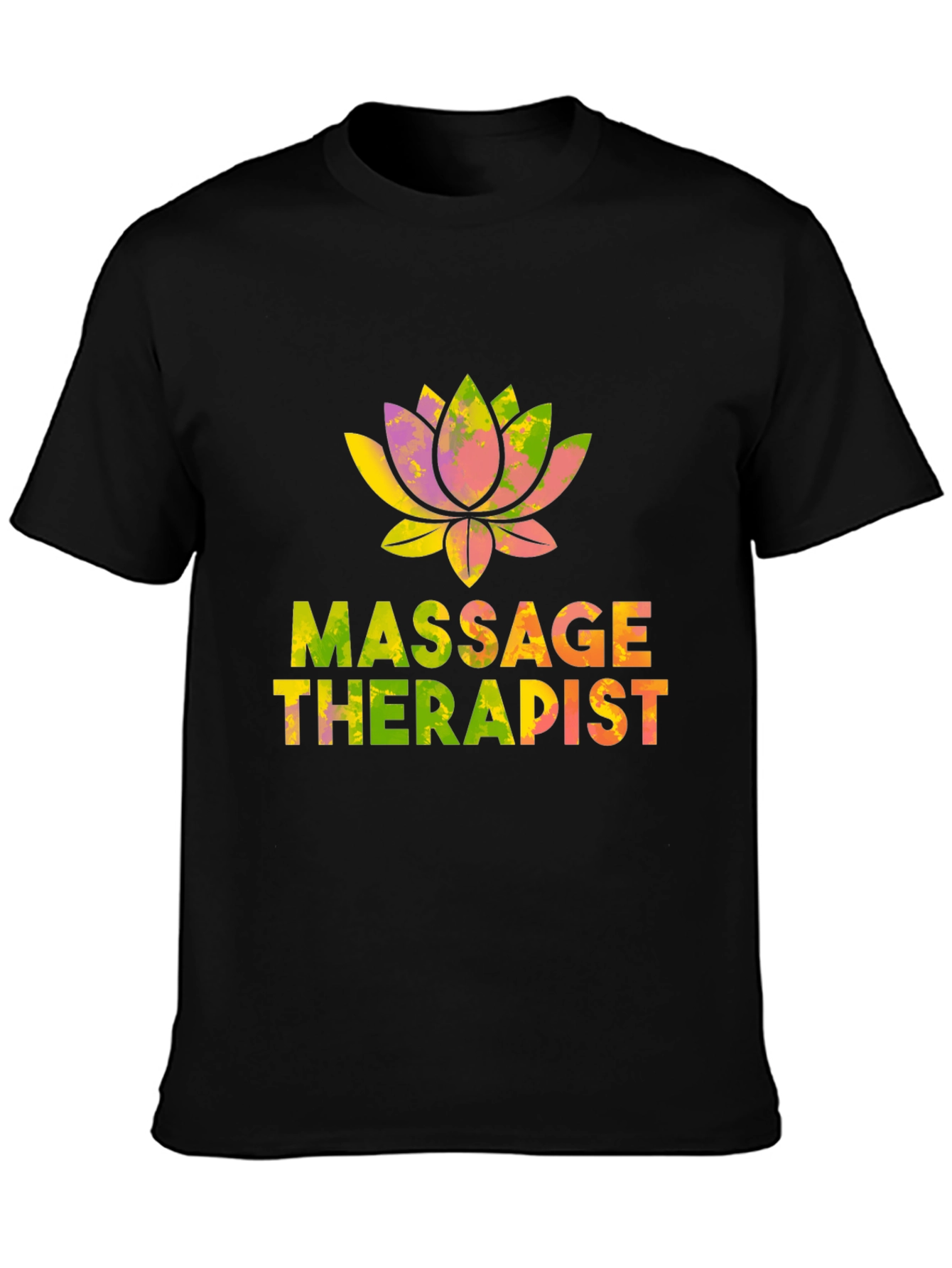 Black Massage Therapist Lotus Flower T-Shirt view 3