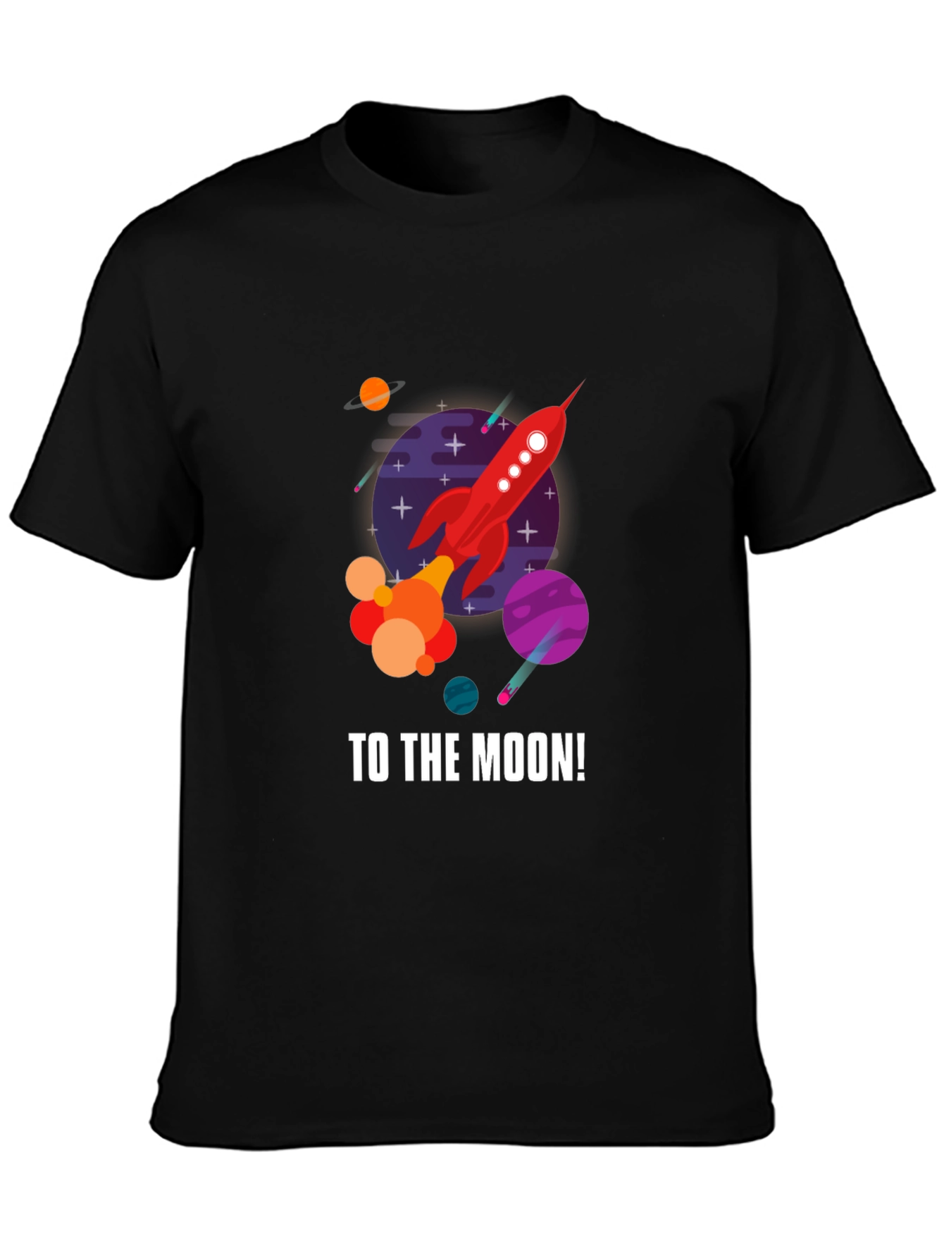 Black To the Moon Rocket Graphic T-Shirt - Black view 3
