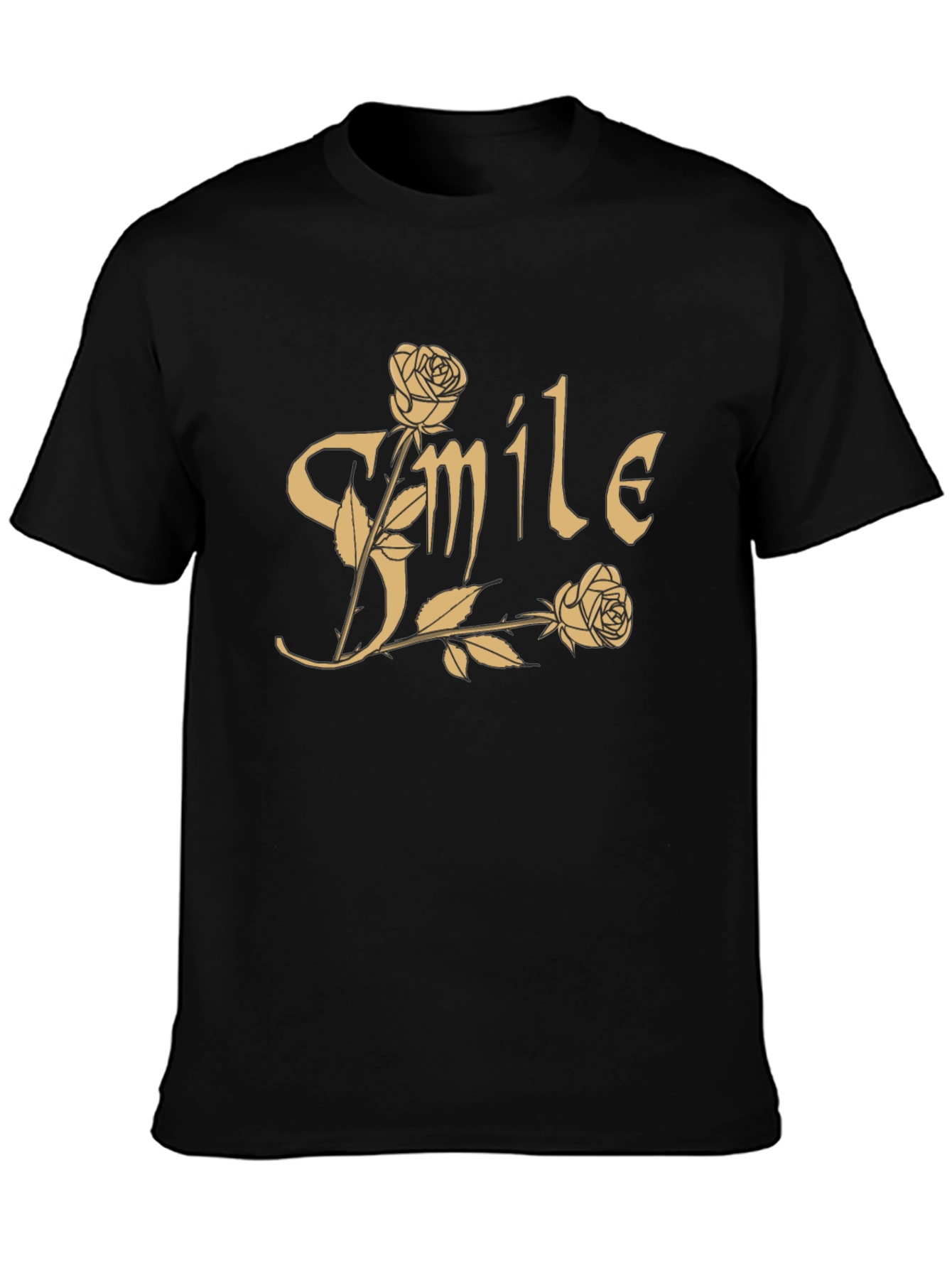 Black Smile Roses Graphic T-Shirt - Casual Cotton Tee view 3