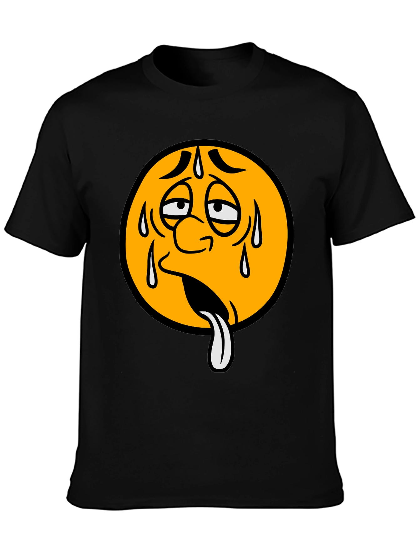 Black Sweating Emoji Graphic T-Shirt - Unisex view 3