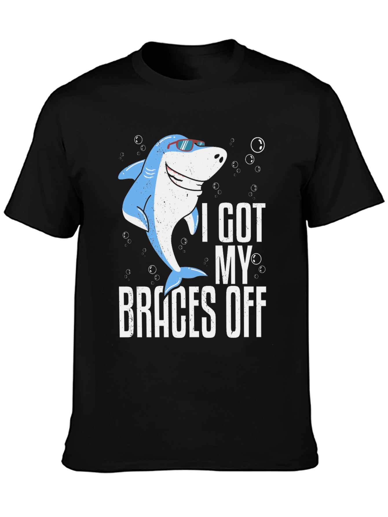 Black Funny Shark Braces Off T-Shirt view 3