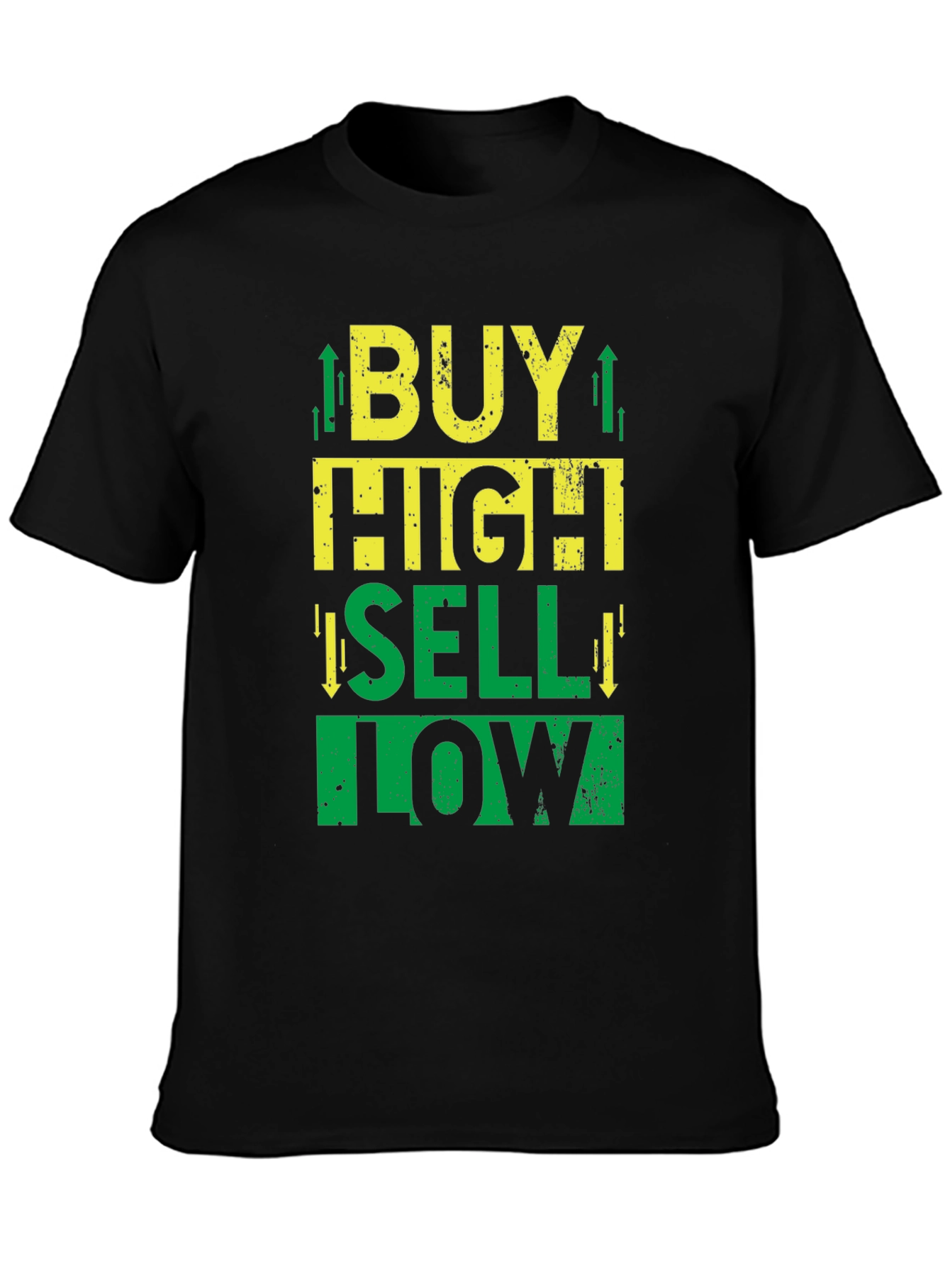 Black Buy High Sell Low T-Shirt - Stock Market Trader Tee view 3