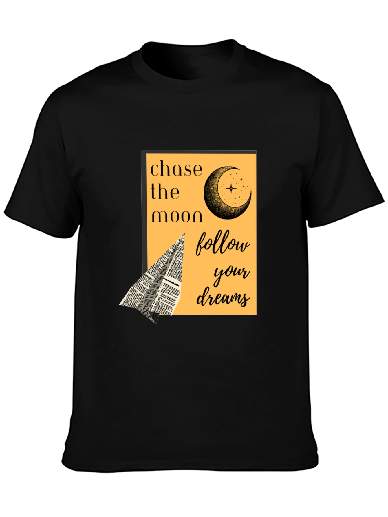Black Chase the Moon Graphic Tee - Follow Your Dreams view 3