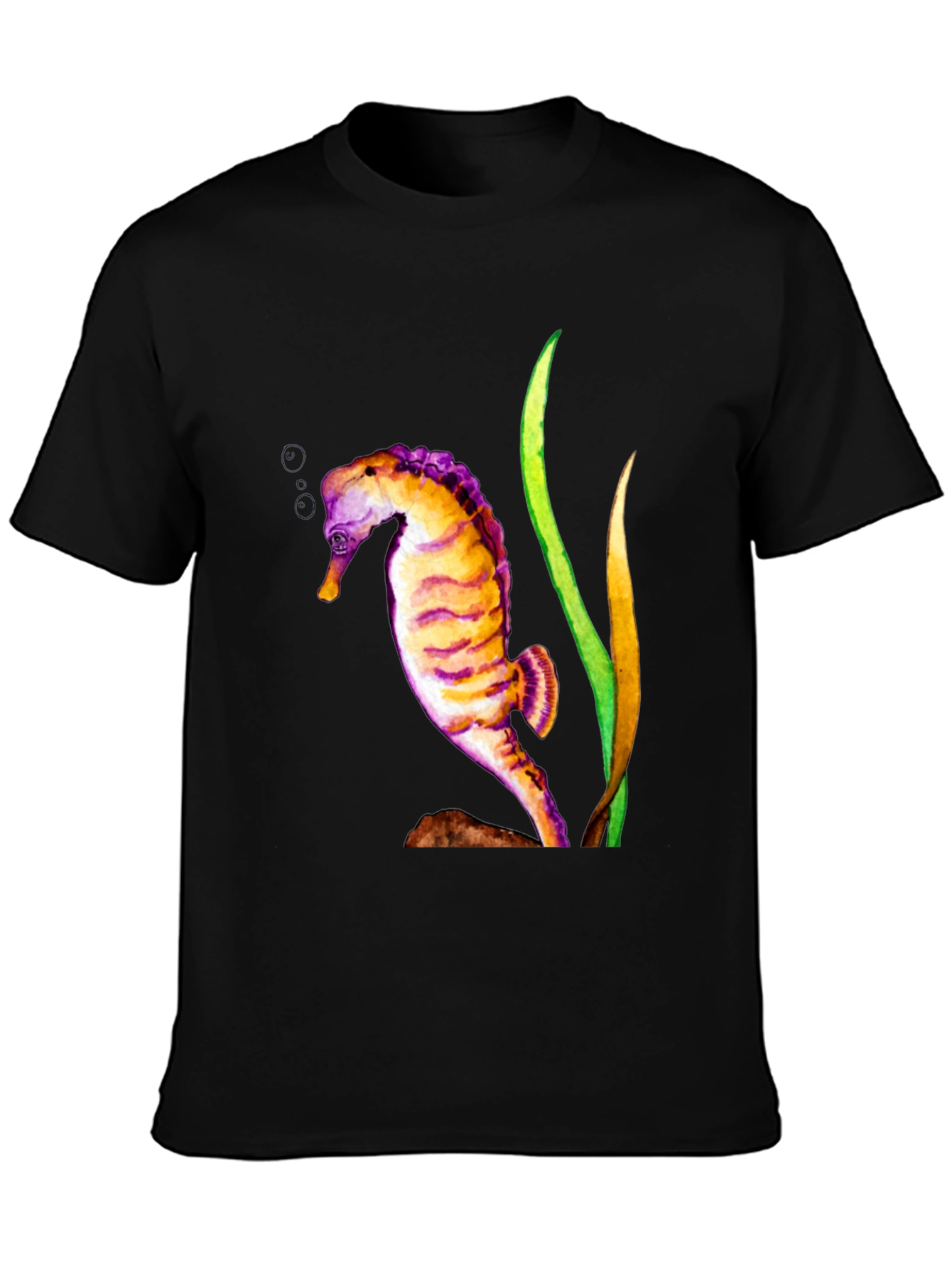 Black Seahorse Graphic Black T-Shirt view 3