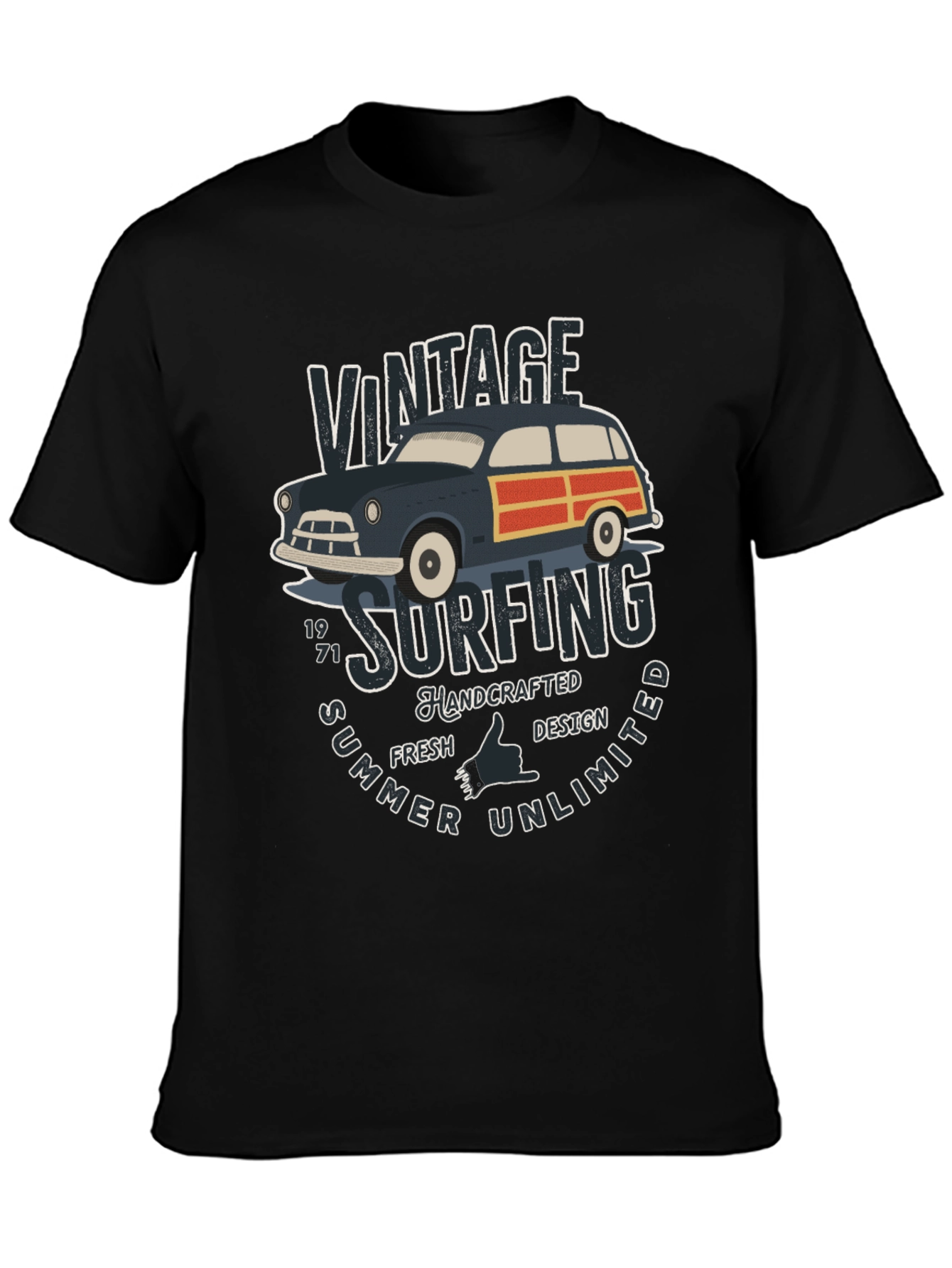 Black Vintage Surfing T-Shirt - Summer Unlimited view 3