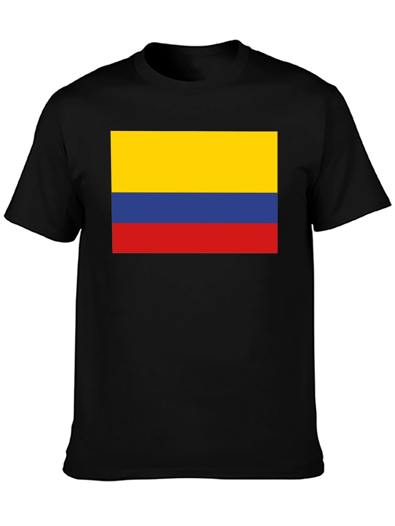 Black Colombia Flag T-Shirt - Black Crew Neck Tee view 3