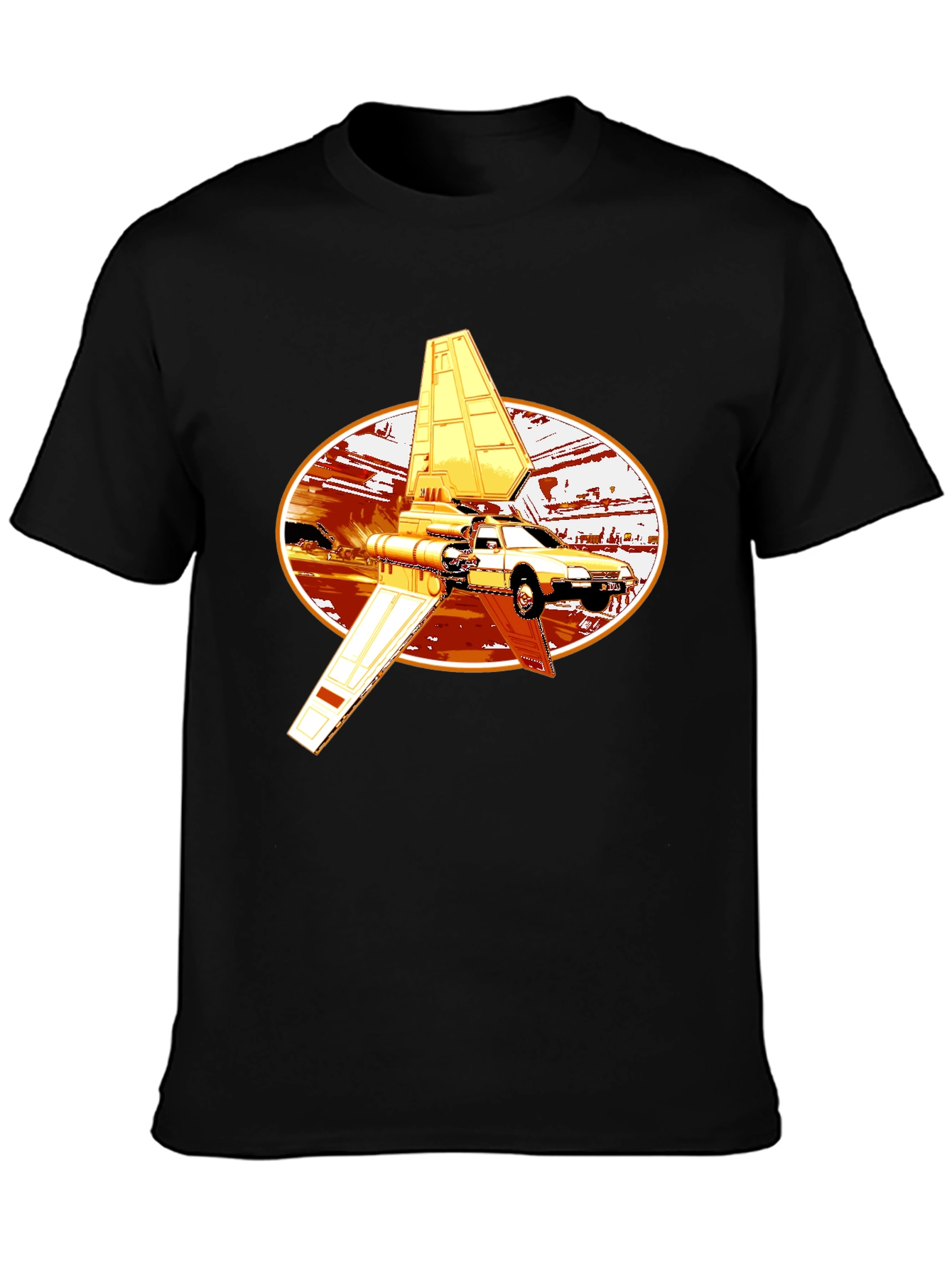 Black Futuristic Car Graphic Tee - Black Cotton Blend view 3