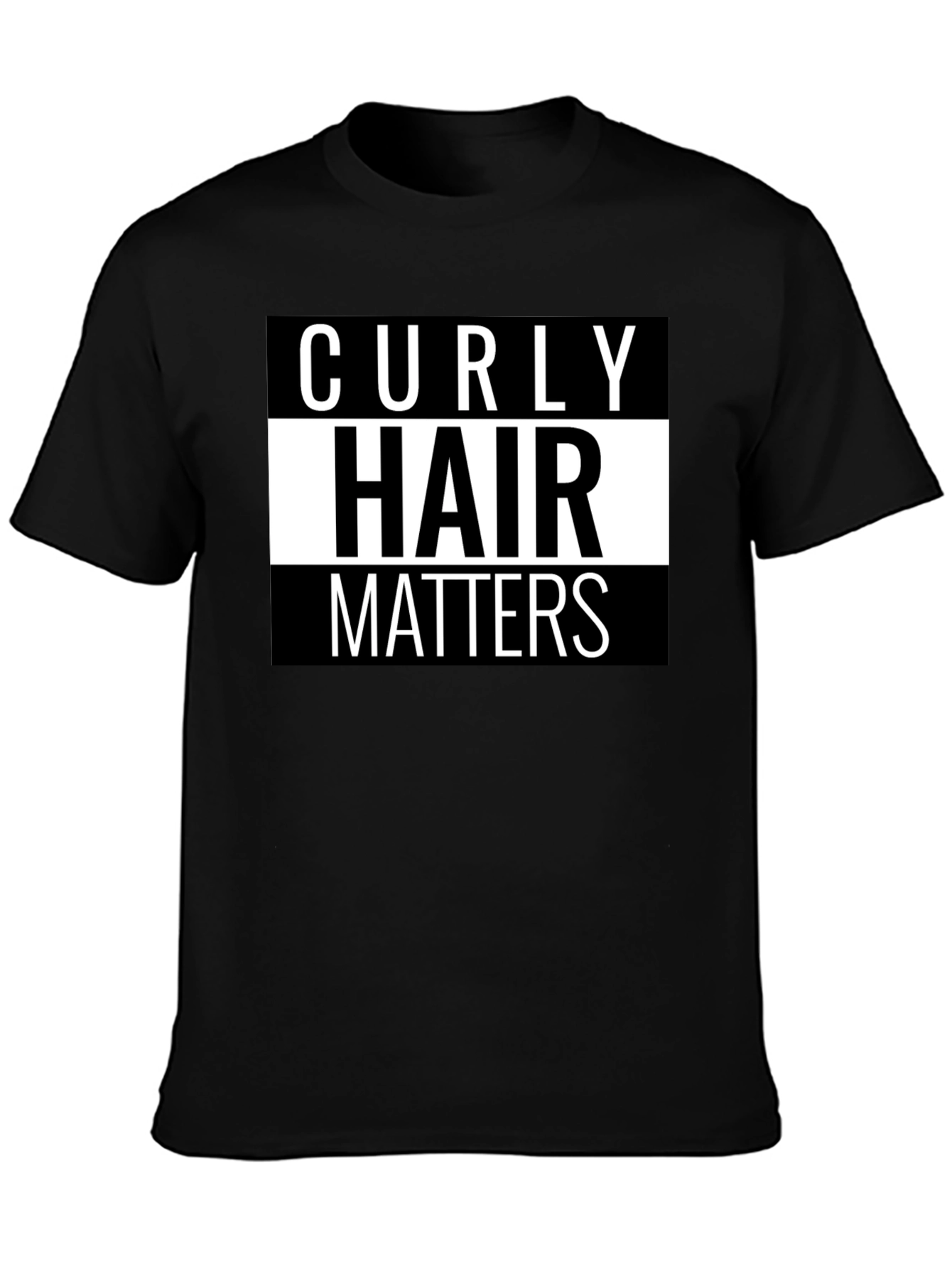 Black Curly Hair Matters Graphic Tee - Black Cotton T-Shirt view 3