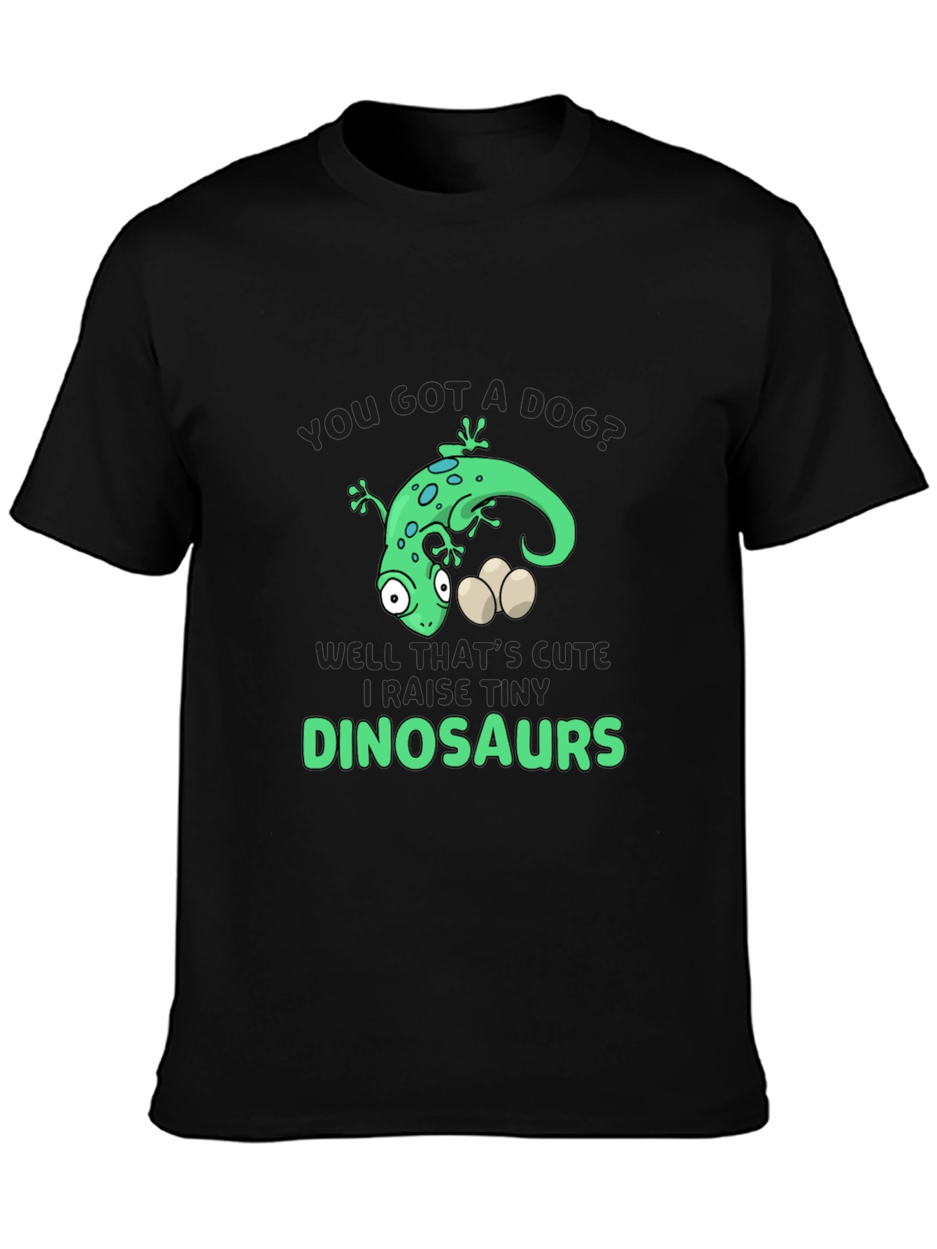 Black Funny Lizard Dinosaur T-Shirt view 3