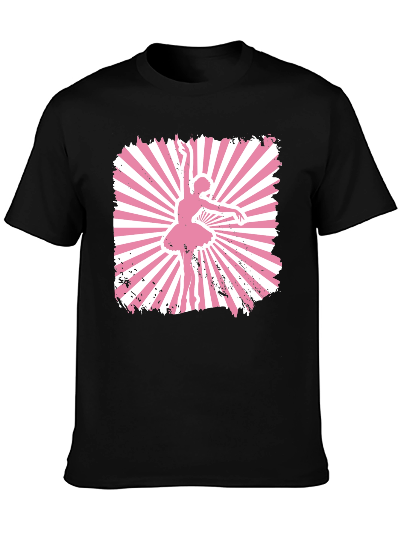 Black Ballerina Graphic T-Shirt - Pink Dancer Design view 3