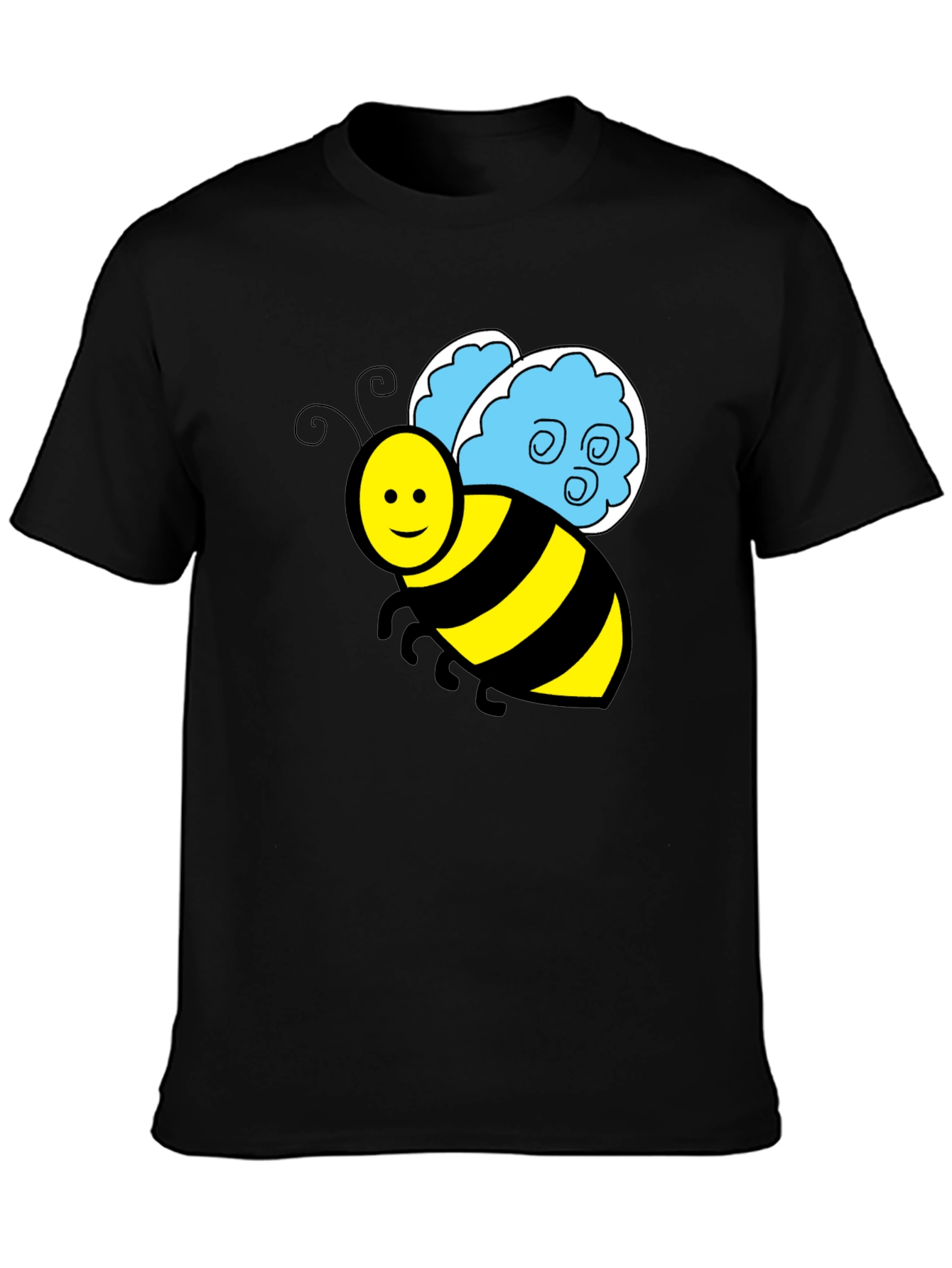 Black Cartoon Bee Graphic T-Shirt - Black Crew Neck Tee view 3