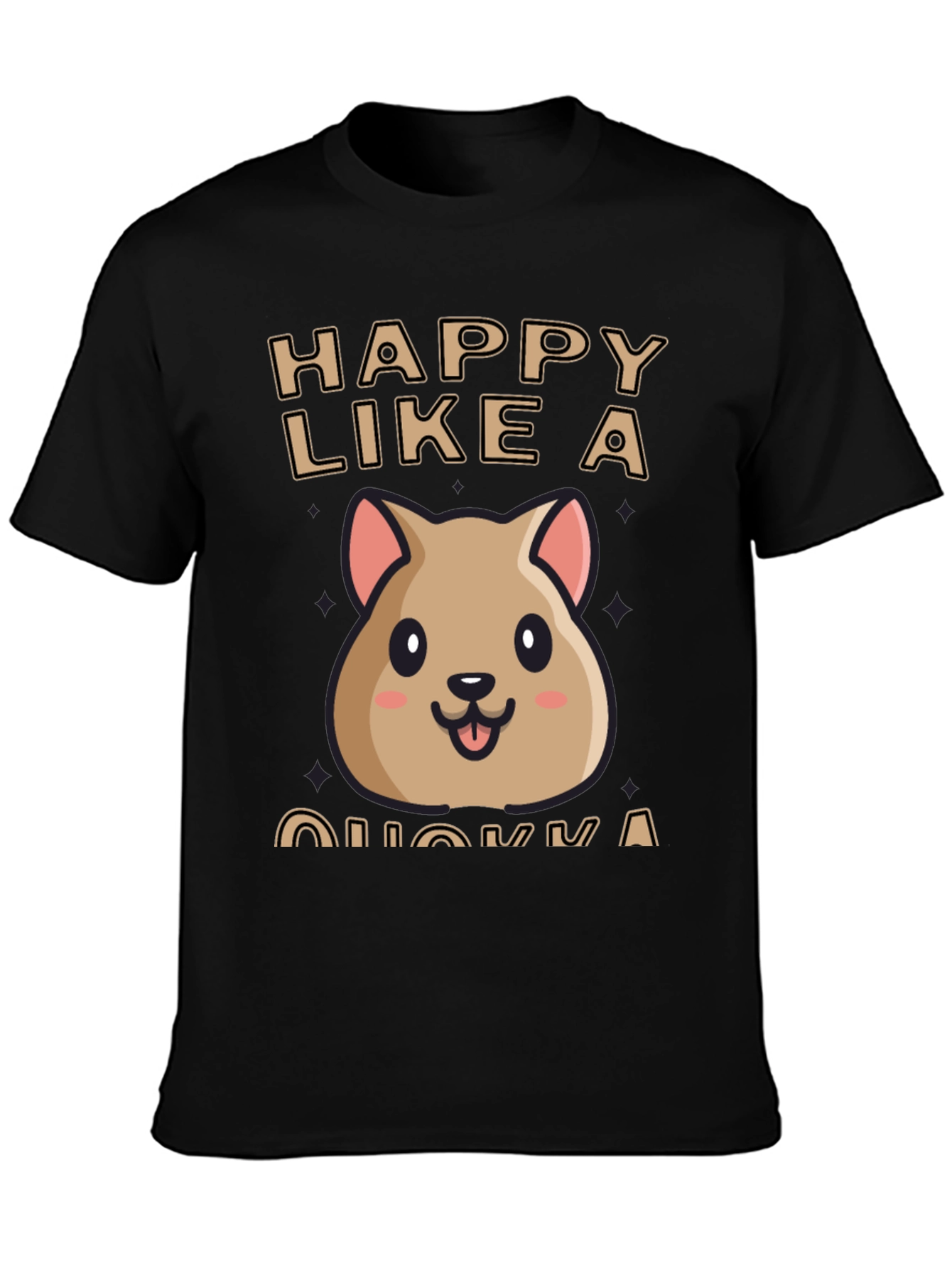 Black Happy Quokka T-Shirt - Cute Animal Graphic Tee view 3