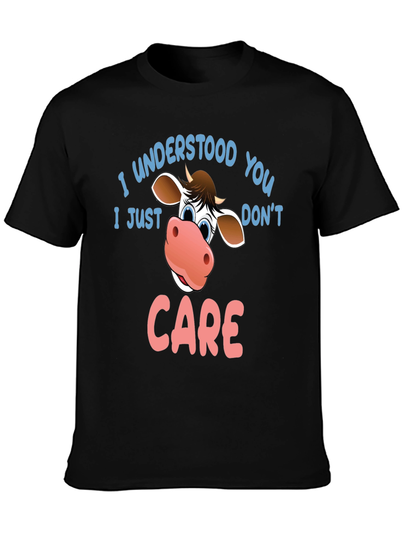 Black Funny Cow Graphic T-Shirt - I Understood You view 3